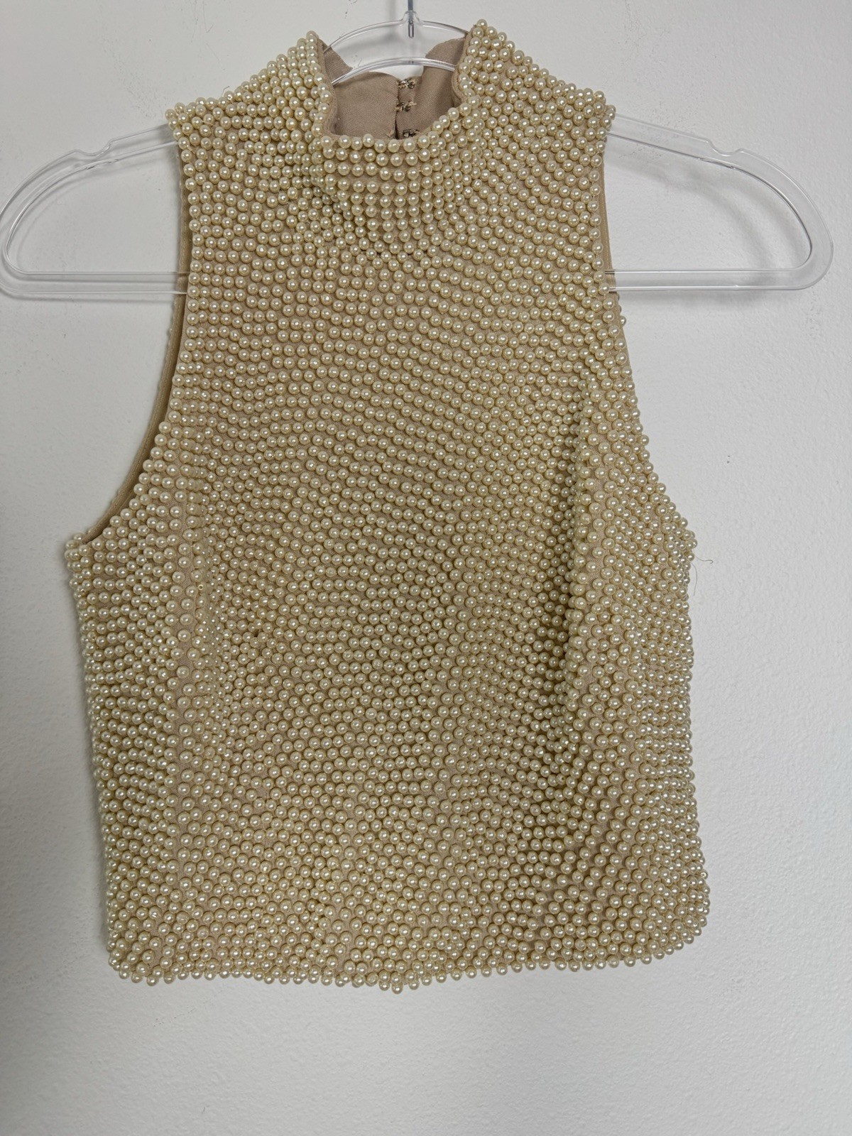 Vintage 80s VIE Victoria Royal Heavy Faux Pearl Beaded Mock Neck Blouse Top 6
