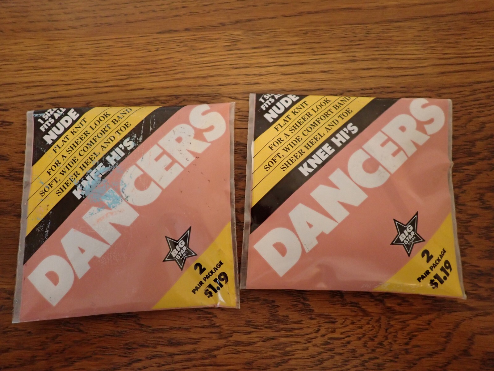 Vintage Knee Hi Stockings 4 Pair Big Star Foods DANCER’S One Size Fits All Nude