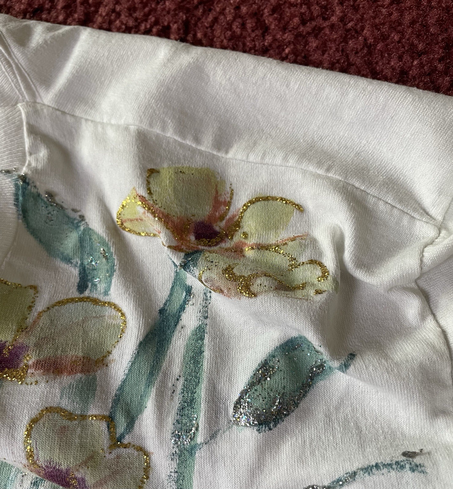 Vintage 90s Floral T Shirt Tee Womens Sz L Yellow Green Single Stitched USA Made
