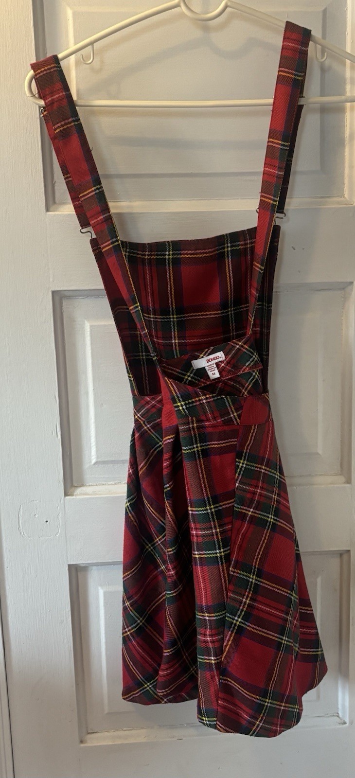 VTG Y2K Red Black Multi Color Plaid Preppy Goth Mini Skirt Apron Skater Grunge