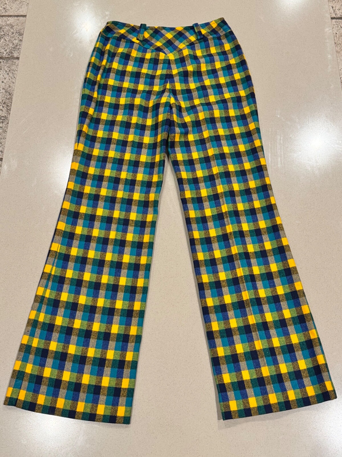 Vintage 1970s John Meyer Colorful Checkered Wool Trouser Pants Women’s Small