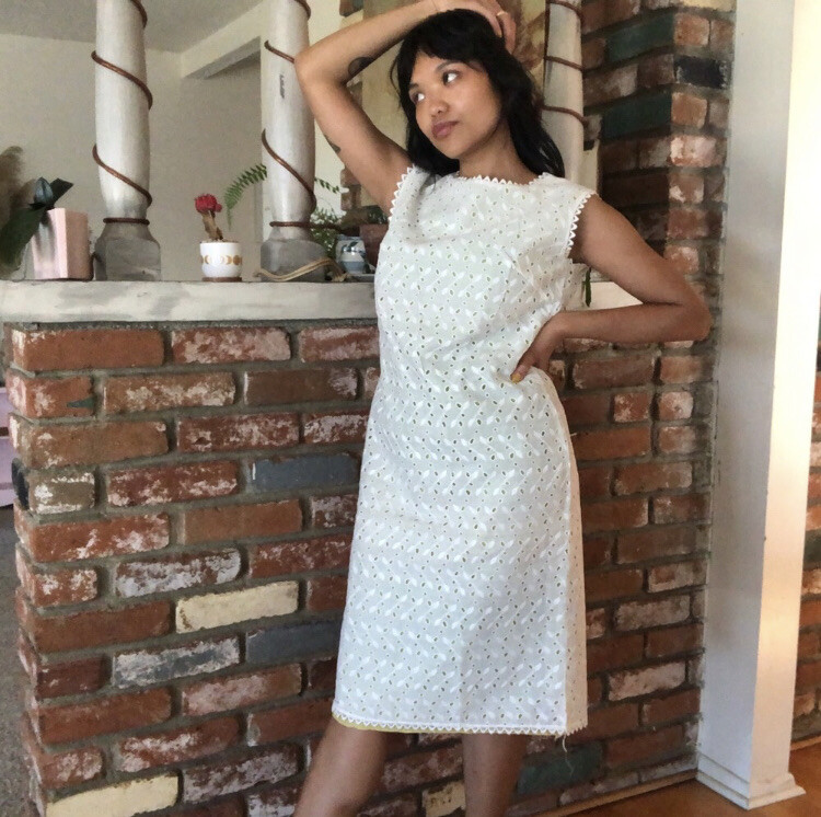Vintage Deadstock 1960s Lacy Embroidered Eyelet Mod Shift Zacuto Dress