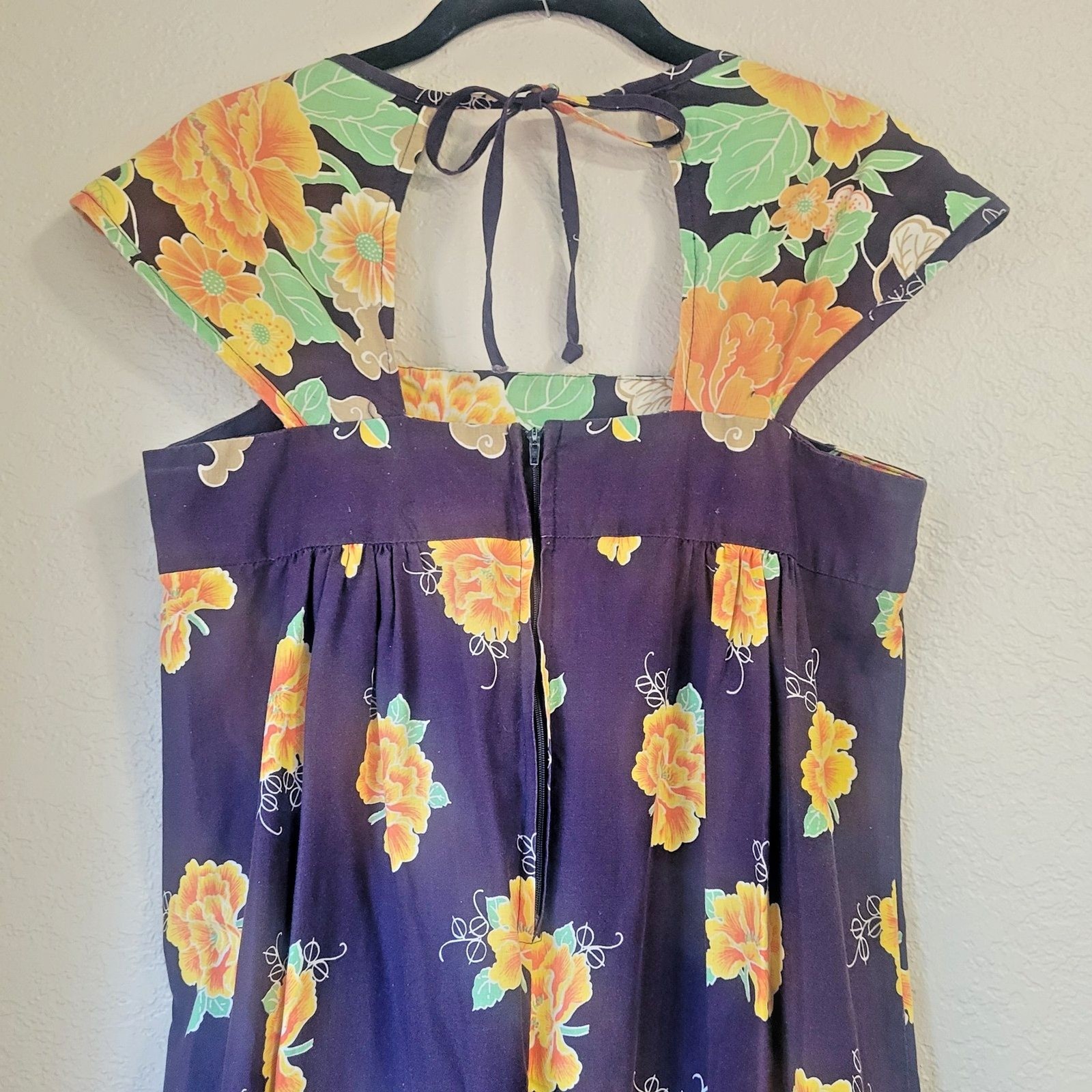Vintage 60s 70s Penneys Hawaii Cotton Maxi Dress MuuMuu MuMu Floral Boho Tiki