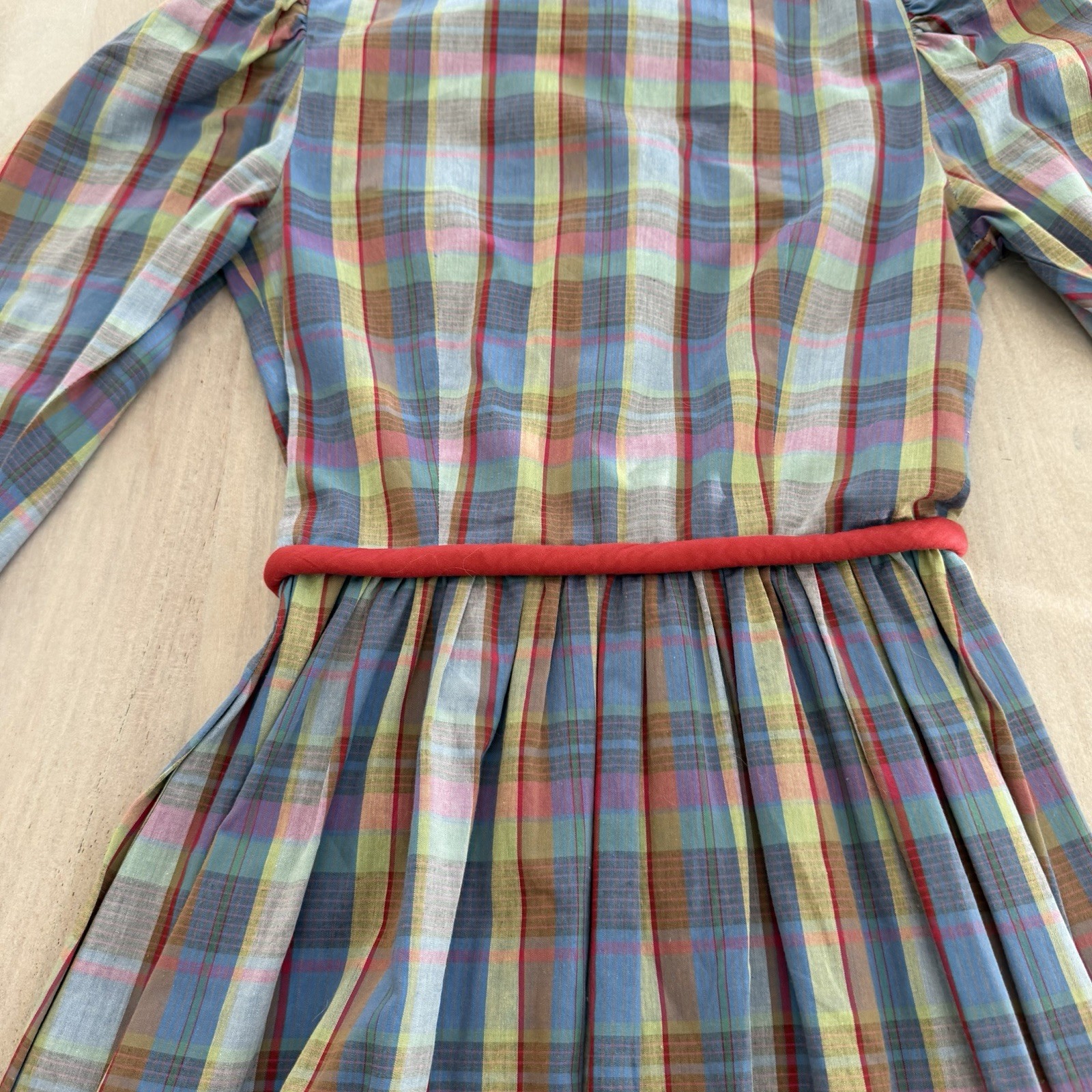 Vintage Katherine Conover Plaid Button Front Prairie Dress Long Sleeve Size 4