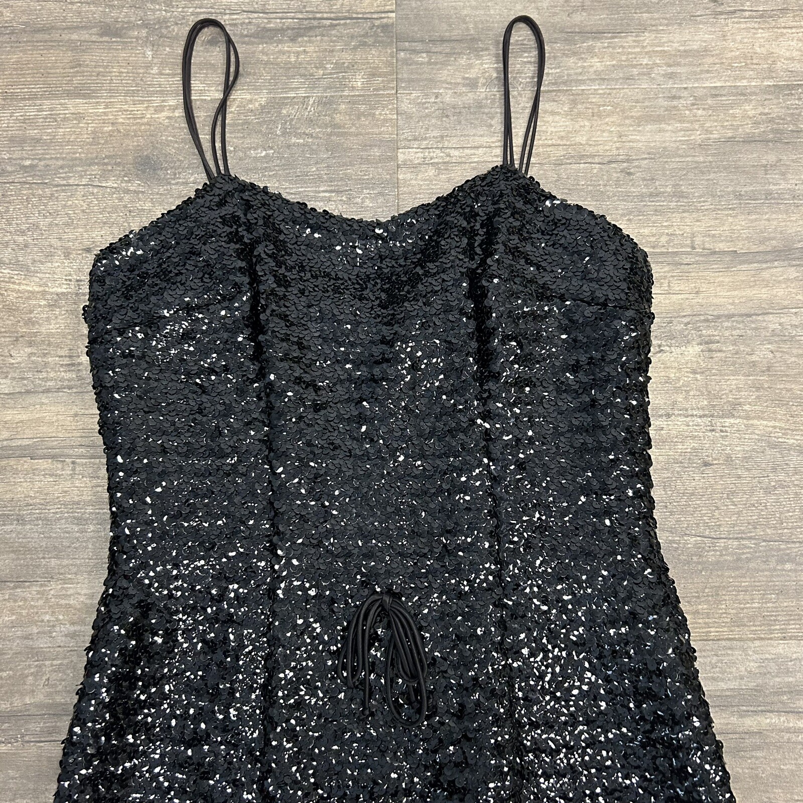 Vintage Carol Robins Sequin Black Strap Evening Dress NO SIZE TAG
