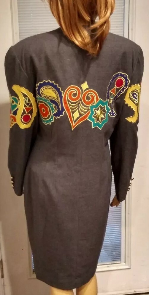 Vtg 80s STUNNING CHIC Grey Gray Coat Dress Elegant ON TREND IBE Mint Condition