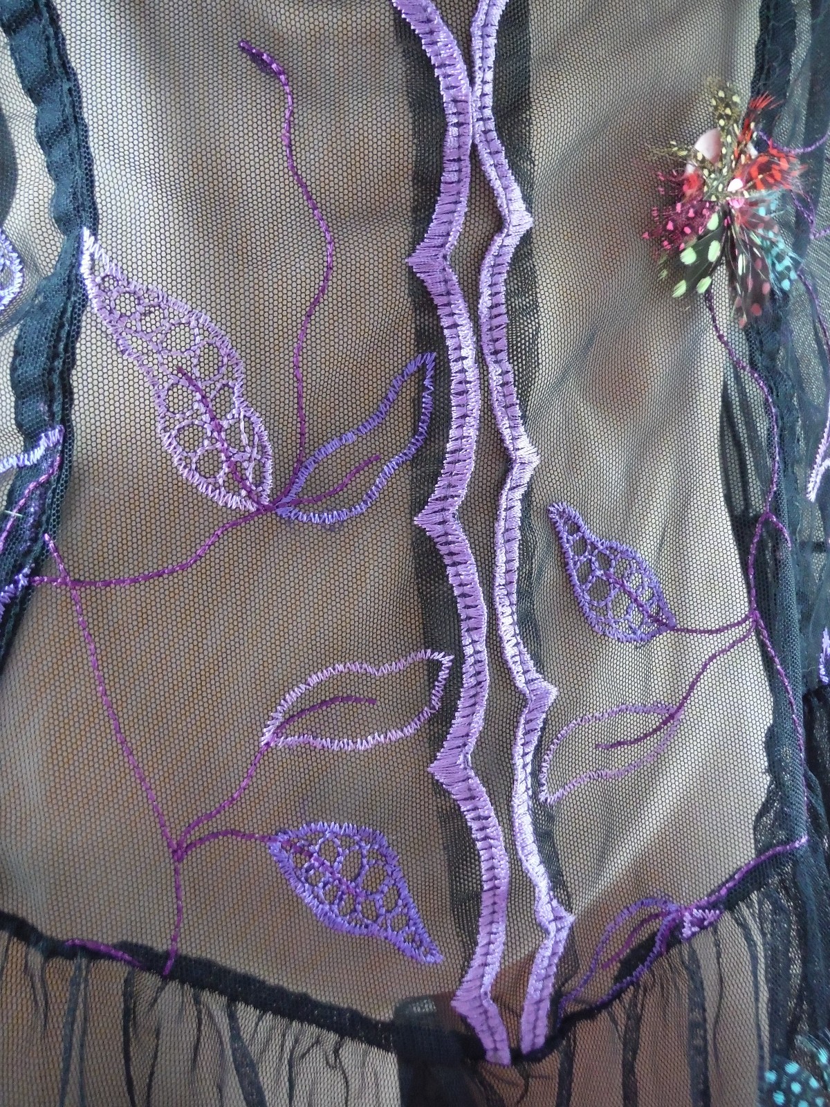 VTG FARIS NWT Sheer Baby Doll Feathers Tulle Skirt Amazing & Rare! 2X Runs Small