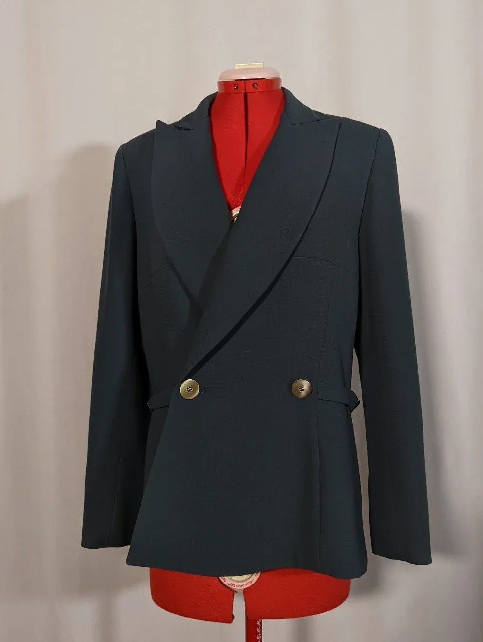 Bernard Perris Paris Vintage 80s Couture Forest Green Jacket Side Strap Hardware
