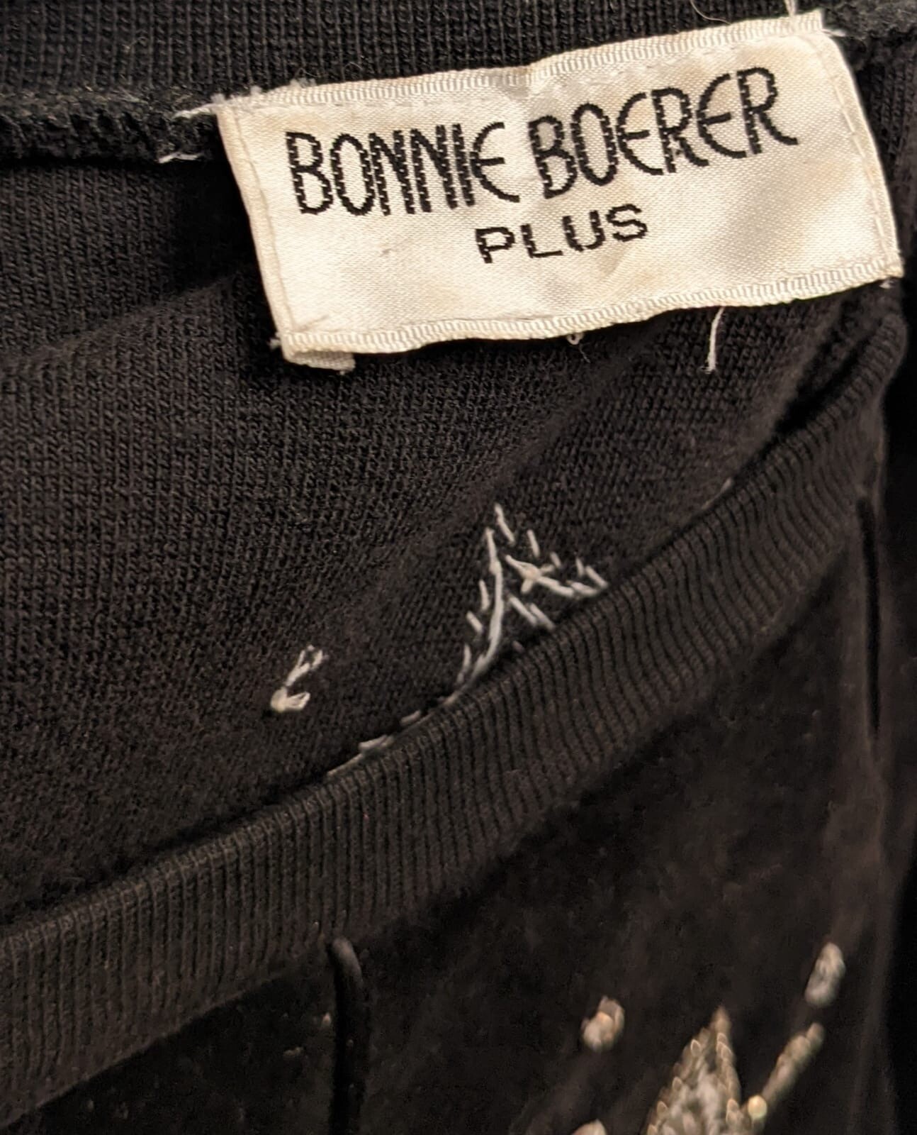 OUTRAGEOUS VINTAGE 1980’S BONNIE BOERER BEADED NOVELTY VELOUR SWEATSHIRT TOP