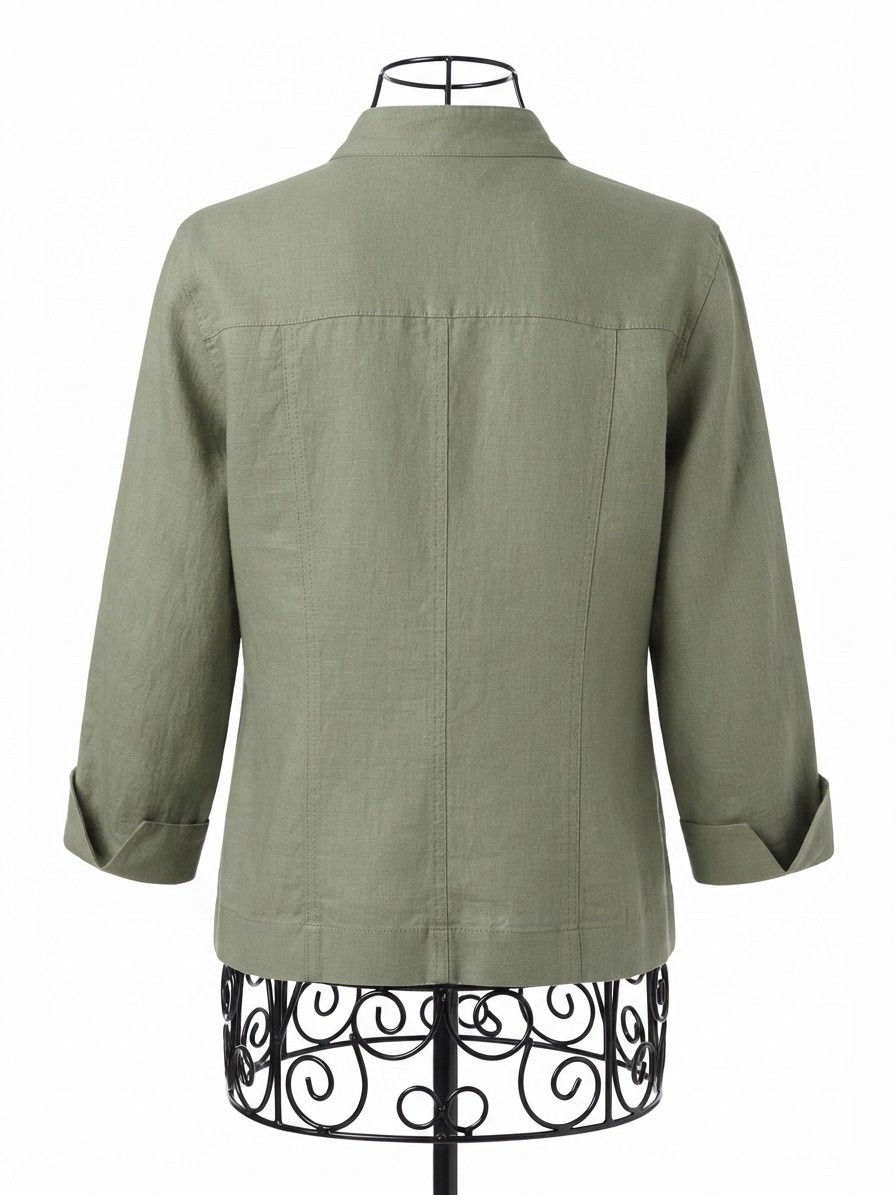 Vintage Cherokee Linen Set Jacket Button Up 3/4 Sleeve & Cropped Pants size 6