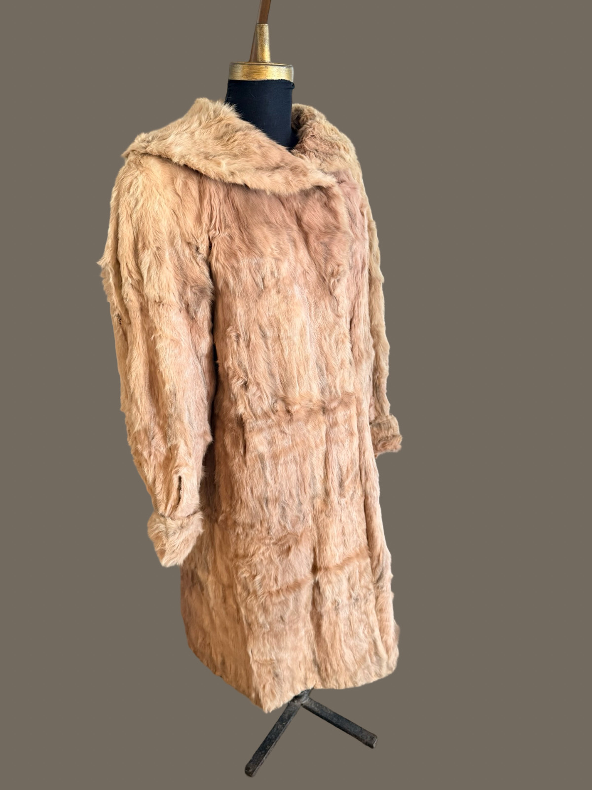 Vintage Maurine Bell Los Angeles Fur Coat Long Tan Blonde Fur Hollywood Glam