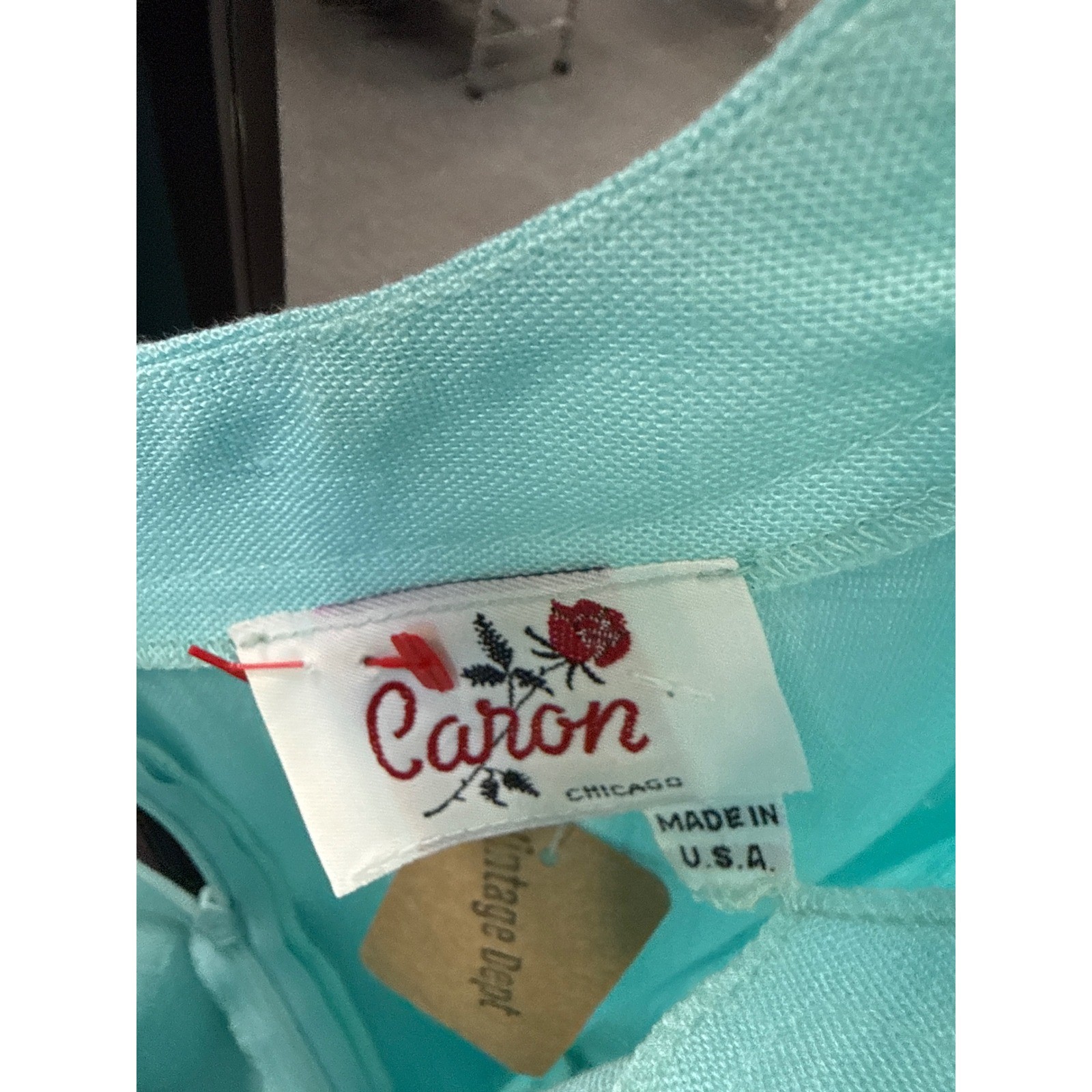 Caron Chicago EUC Vintage 60s Aqua Linen Mad Men Wiggle Dress Belted Sheath USA