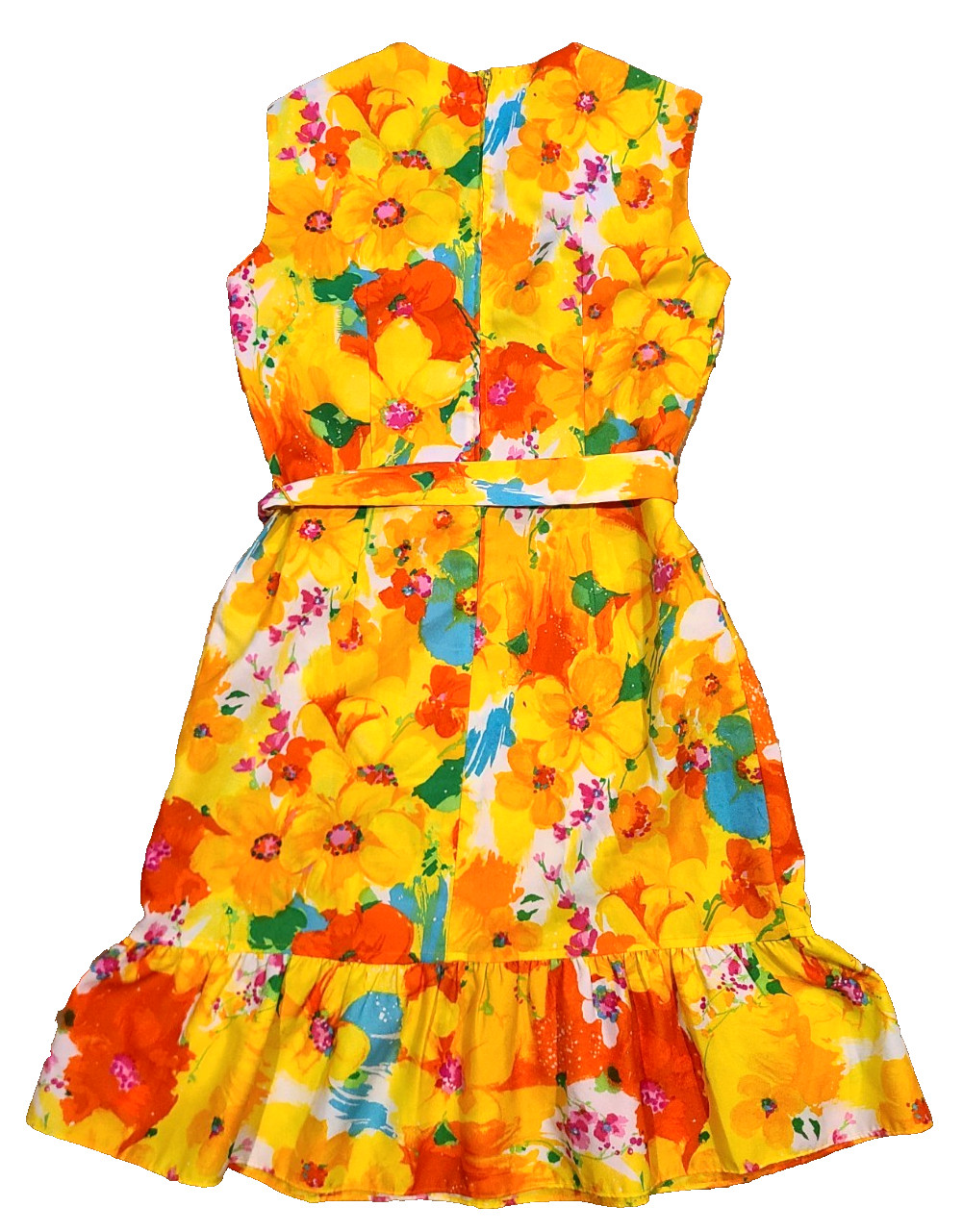 Vintage 70s Liberty Circle Mod Floral Print Shift Dress Hawaiian Size 16