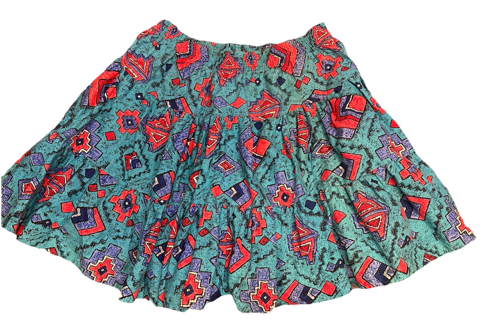 True Vintage America America Southwest Aztec Print Skirt Sz Large Bright Poofy