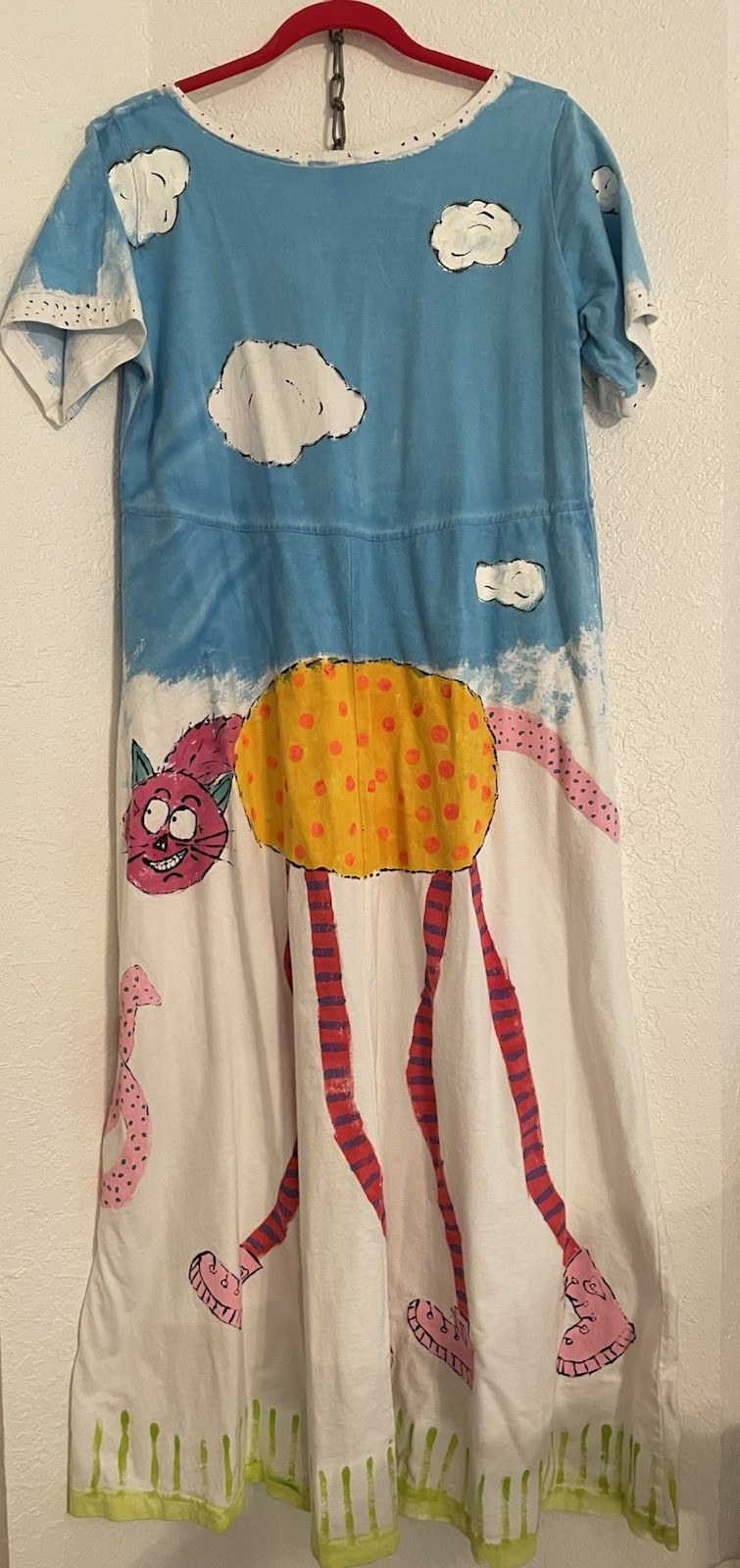 VTG Cat Dress Cotton Maxi Women’s Medium Beach Party fun wear Unbranded USA made