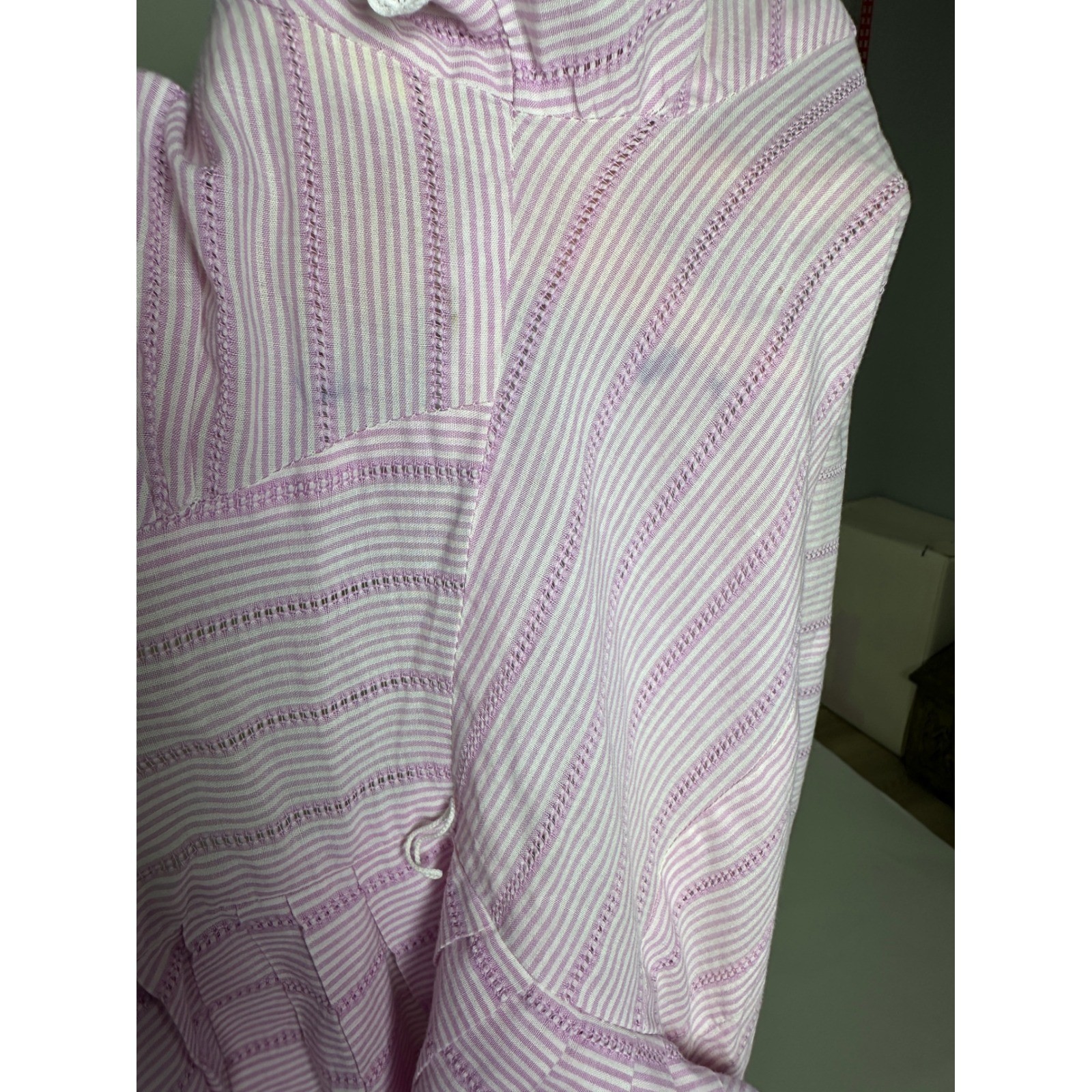 Cute Vintage 1950s Pixie of California Purple Candy Stripe Lace Ruffle Dress