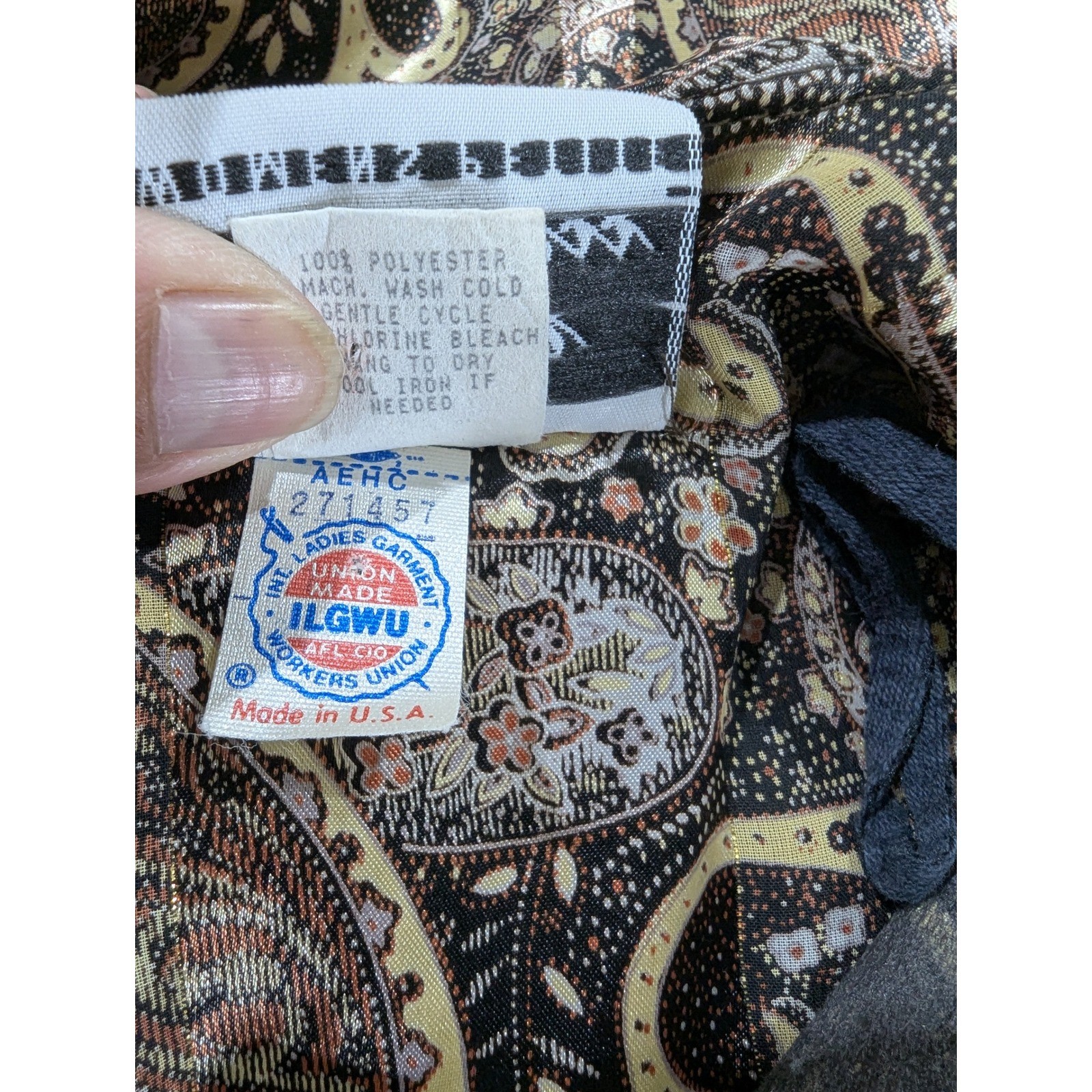 Vintage Damon Dress Womens 20WP Paisley Pleated Blouson Midi Dress ILGWU USA