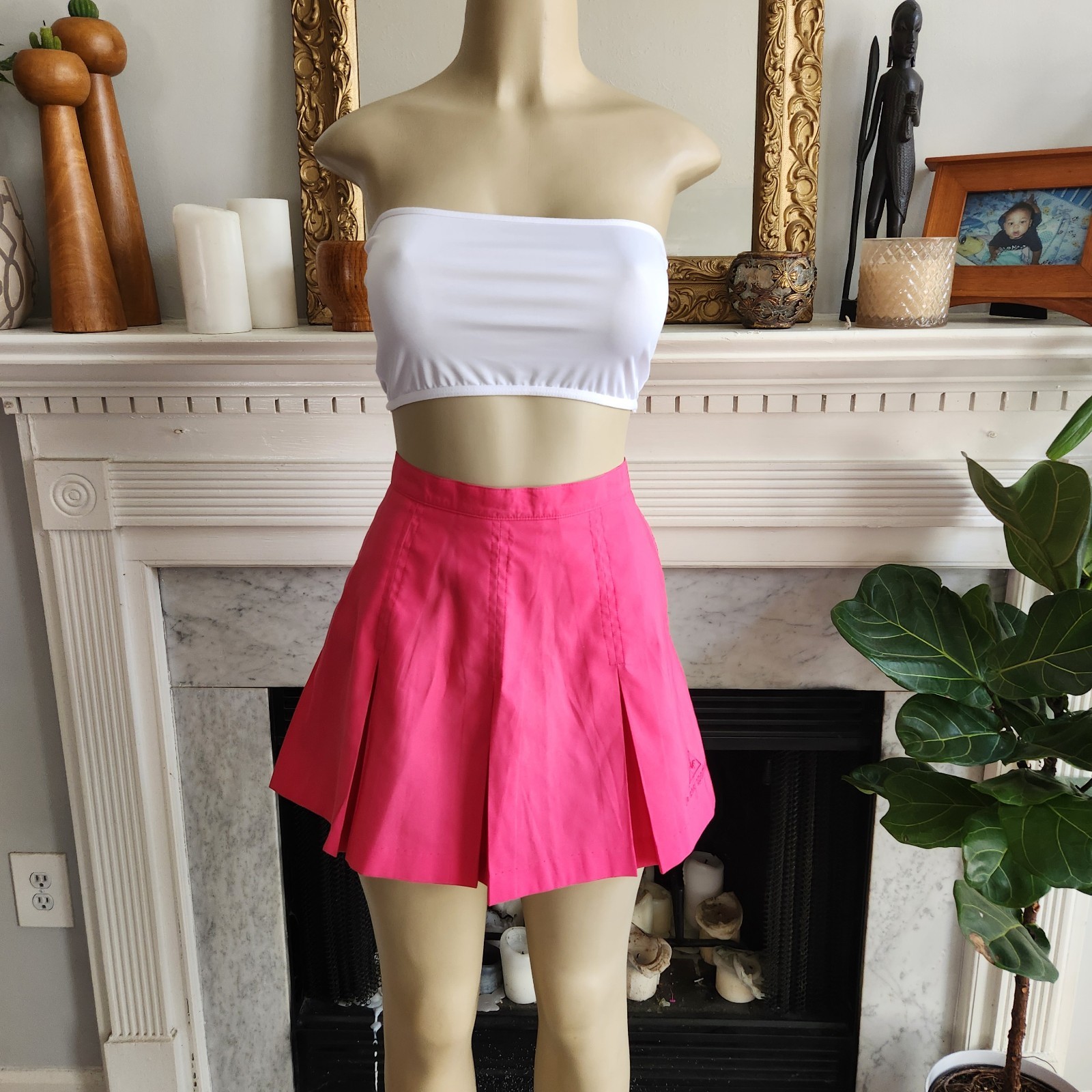 Vintage Y2K Le Coq Sportif Pink Tennis Skirt Preppy Athleisure Size 10