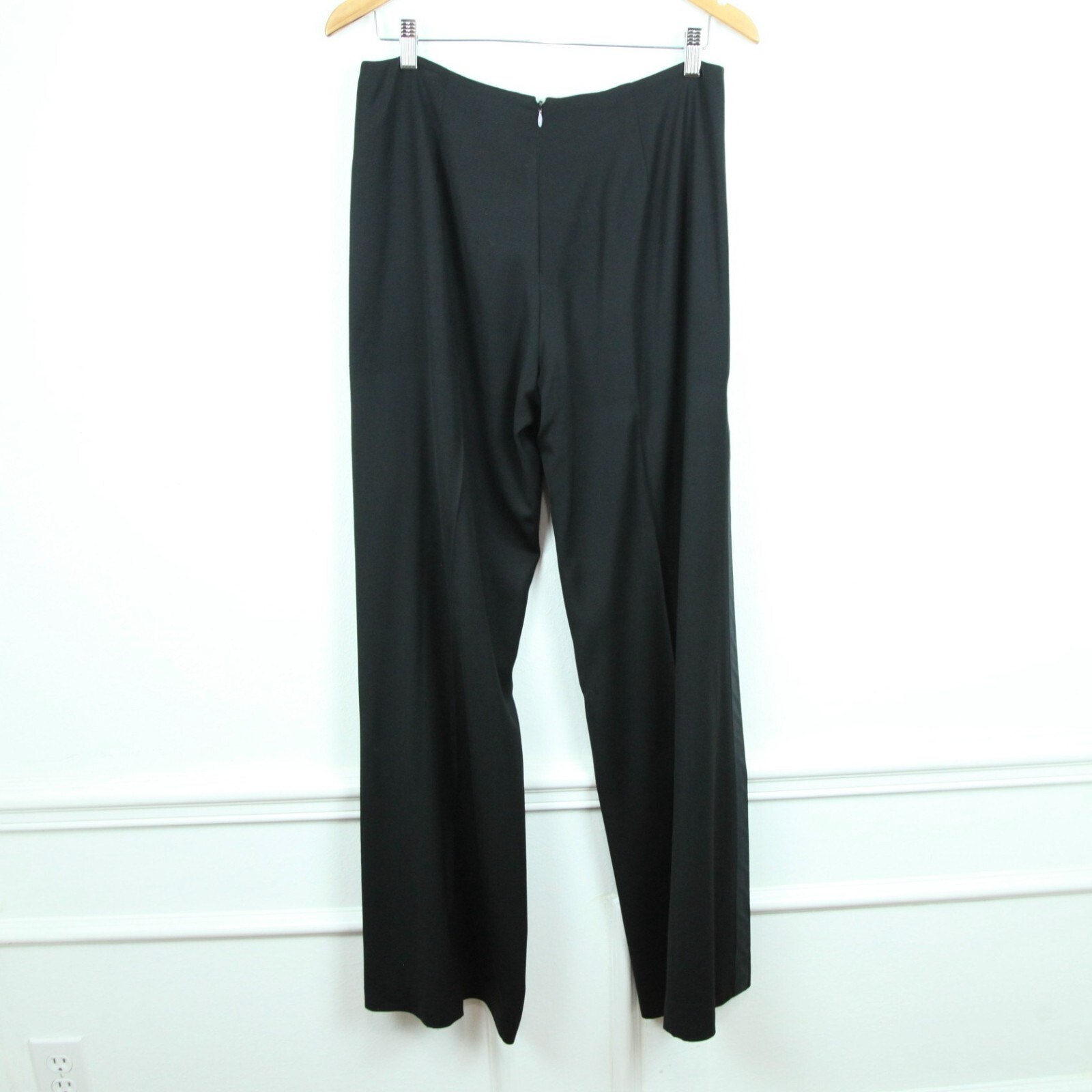 Ralph Lauren Purple Label 12 Pants Tuxedo Stripe Wide Leg Slacks Black FLAW