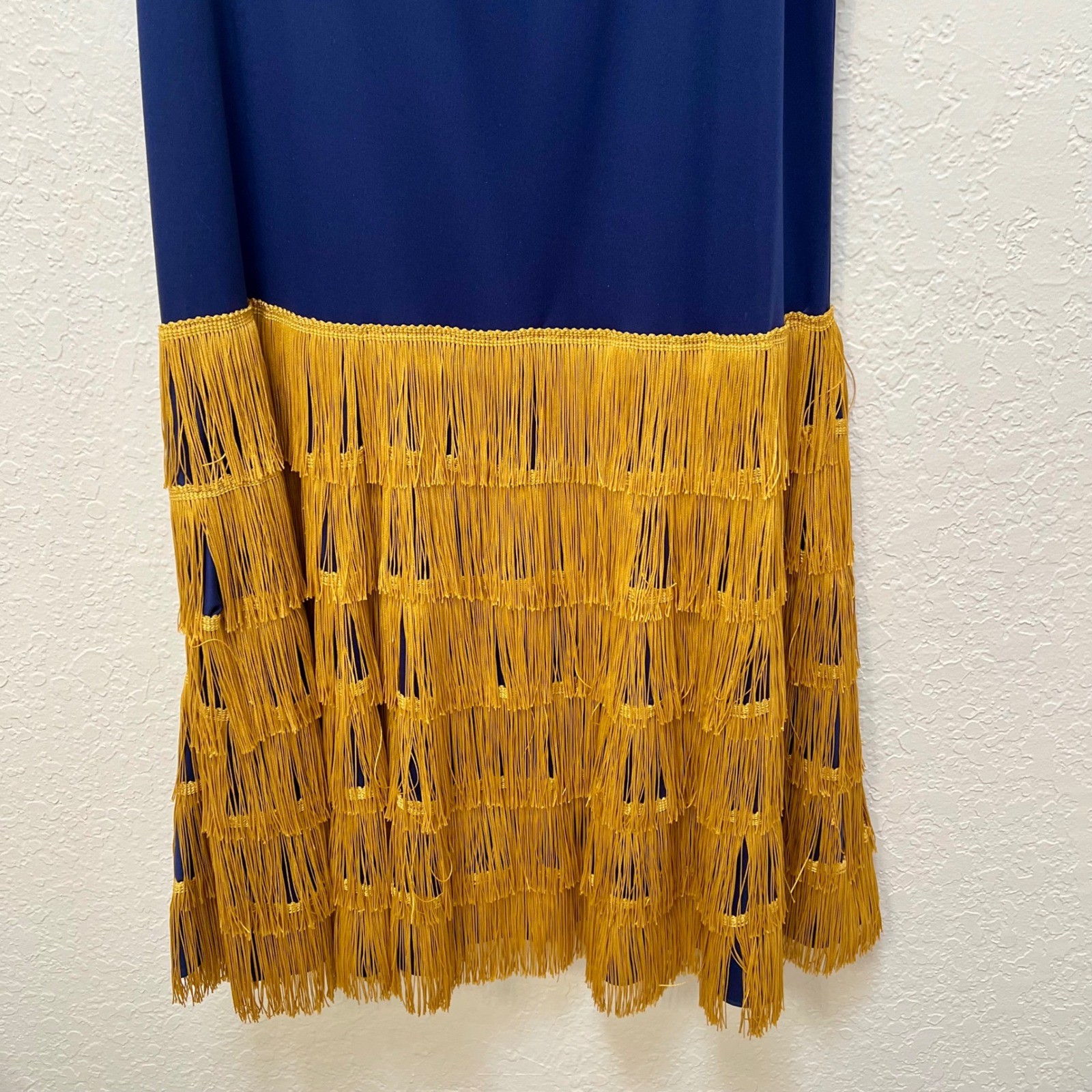 Leni Leni VTG 4pc Flapper Set Blue Gold Fringe Dress Jacket 16 Costume Metallic