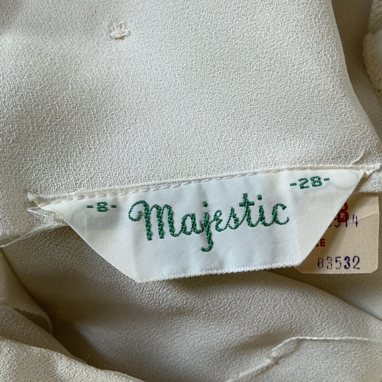 60s VINTAGE Majestic Cream 2-Pc Top Skirt Set Size 8/10 Peter Pan Collar #4602