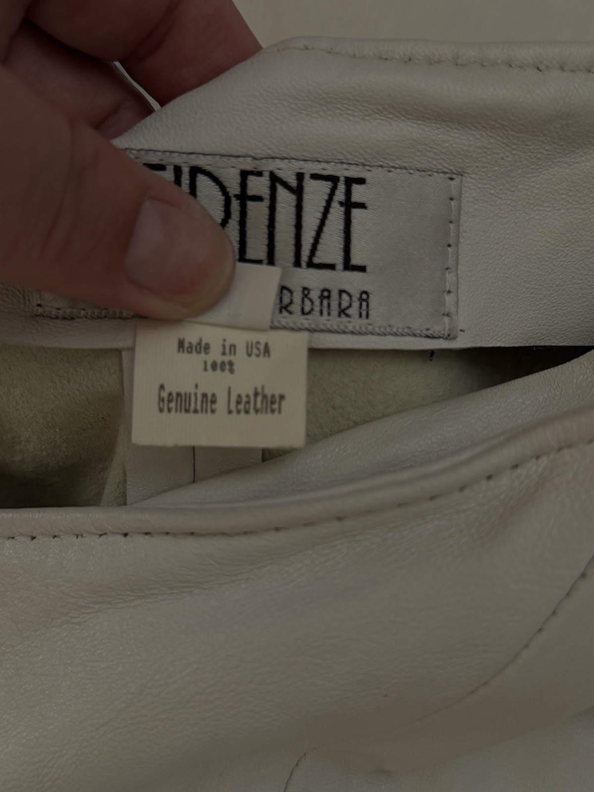 Vintage Firenze Made In Italy Ivory Genuine Leather Off Shoulder Dress Medium