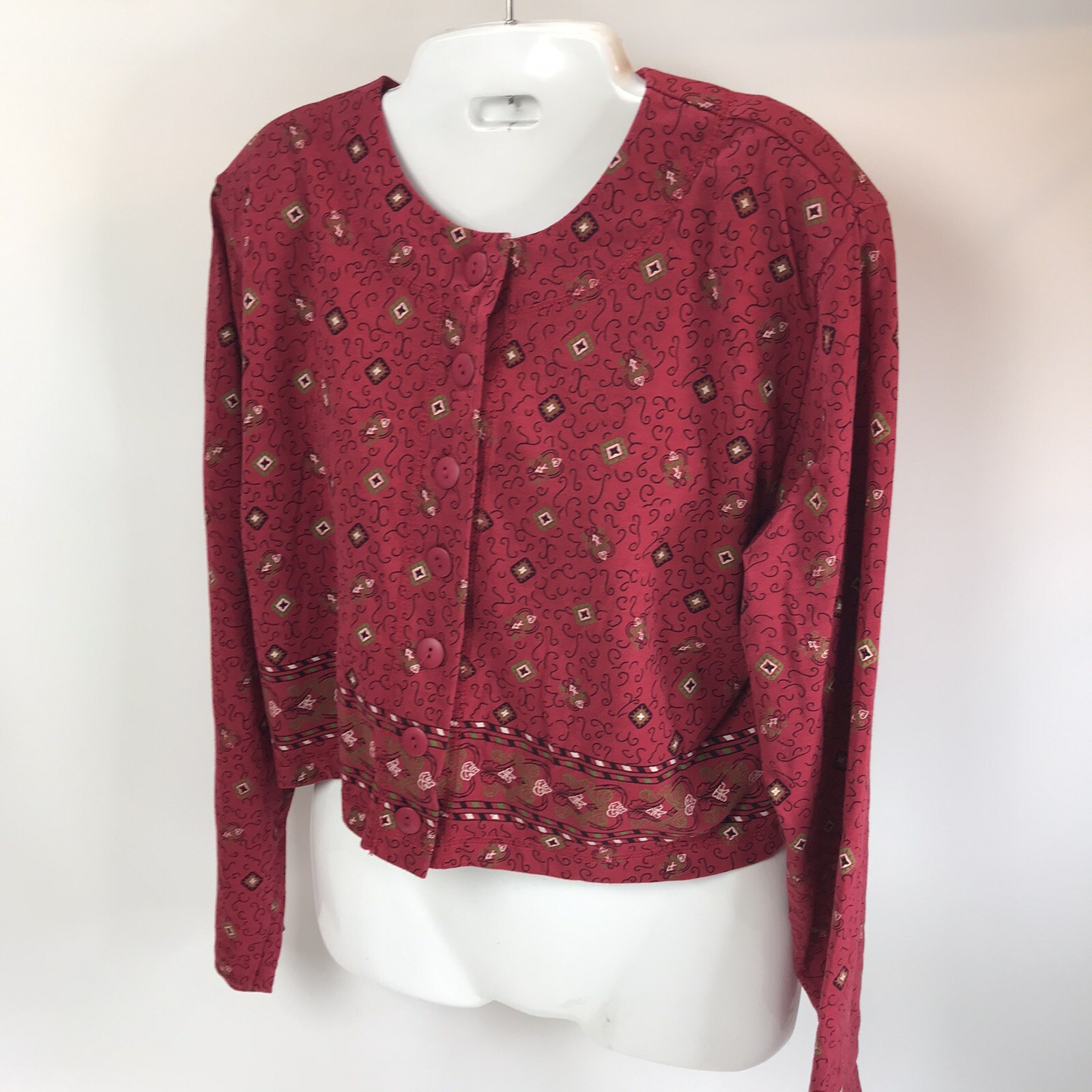 Vintage Crop Top PK Elliot Retro knit Padded Shoulders 80’s 90s Geo boho L