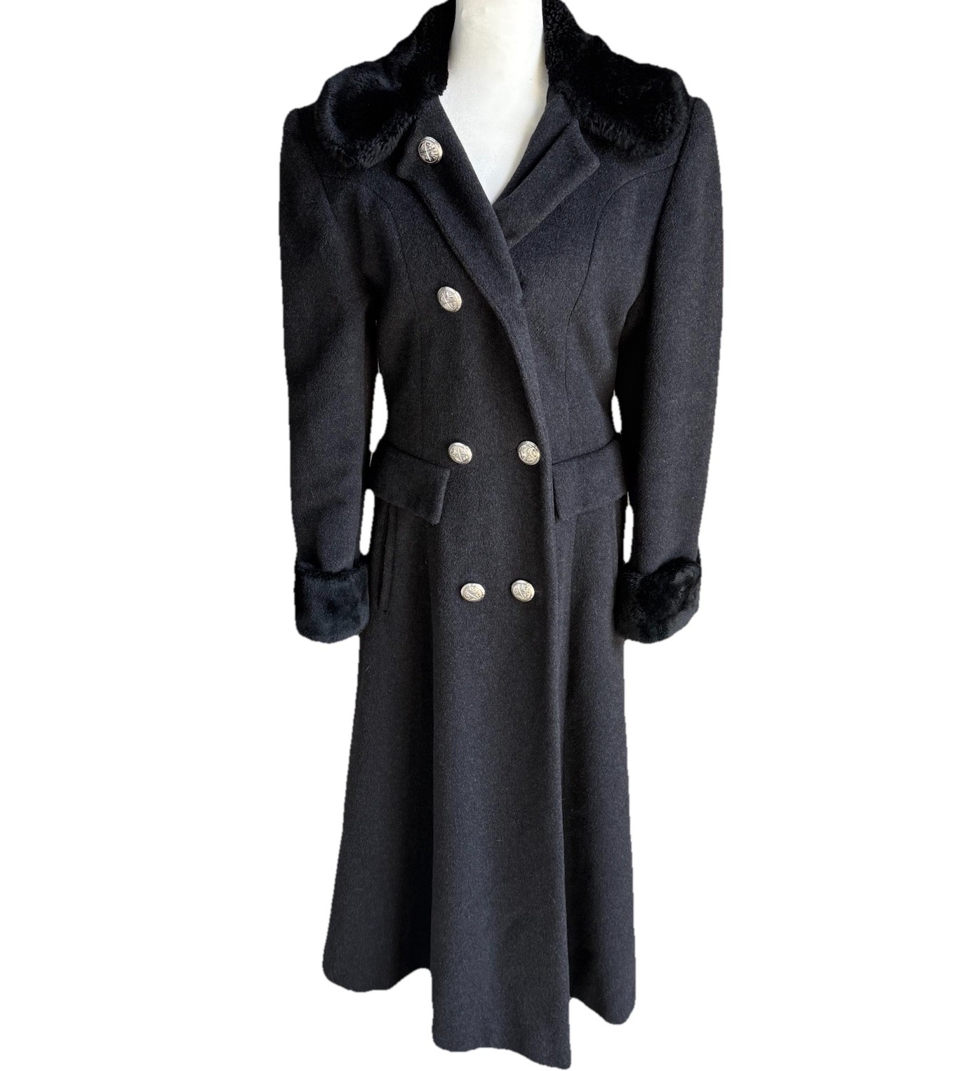 Vintage Albert Nippon Fur Trim Wool Blend Jacket with Military Style Buttons