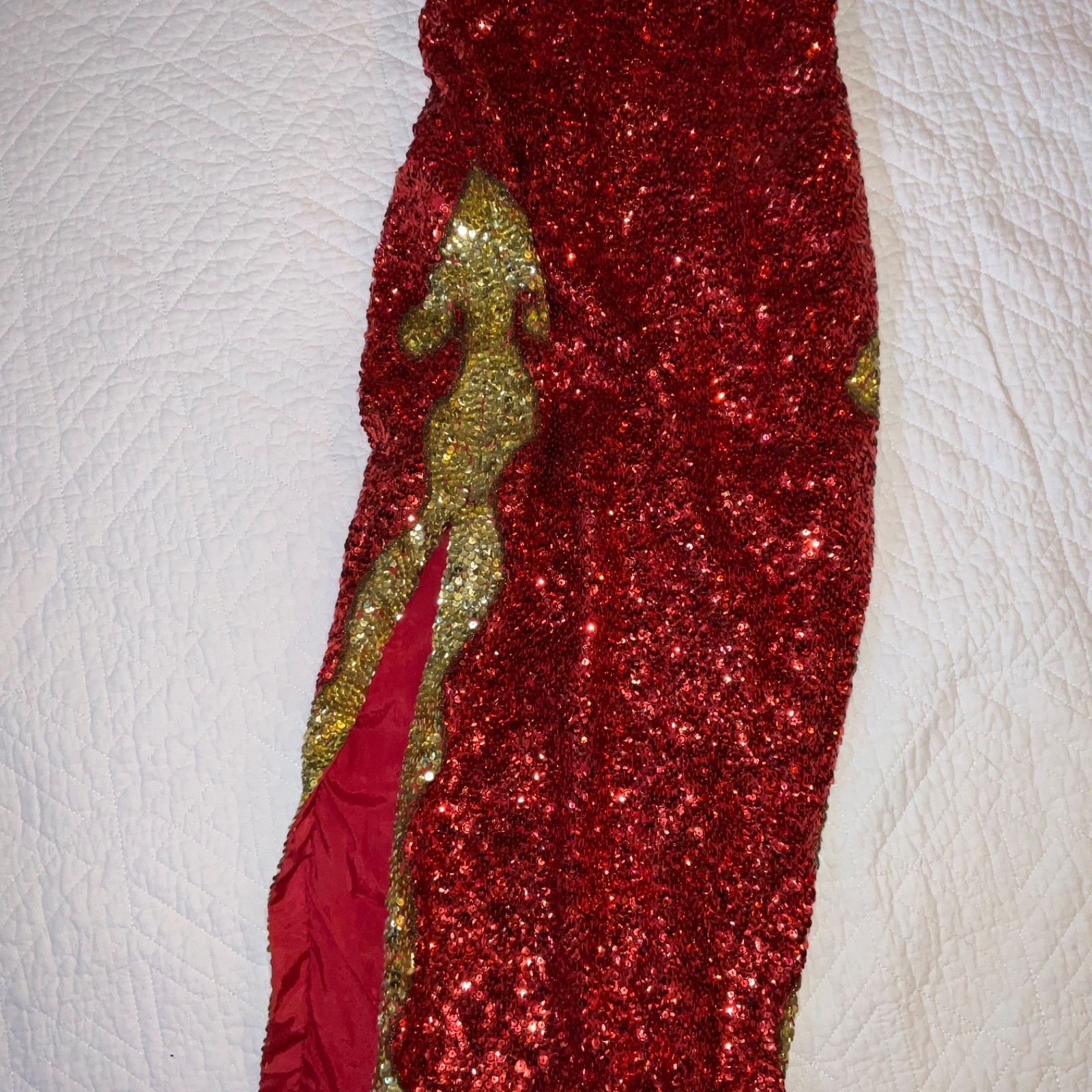 Vintage 50s red sequin dress Womens size XS Chinese cheongsam Qipao movie star