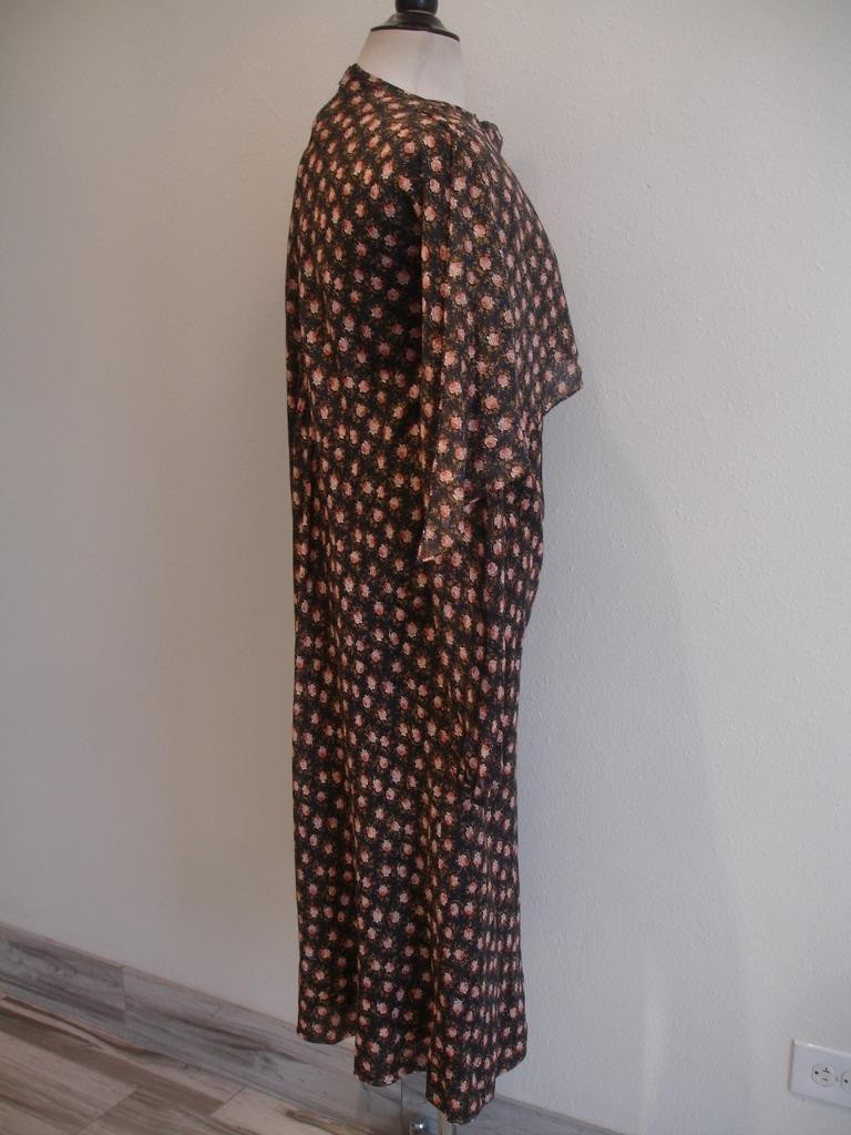 Women’s M L 10 Vtg 1960’s Pauline Trigere Long Sleeve Floral House Dress Scarf