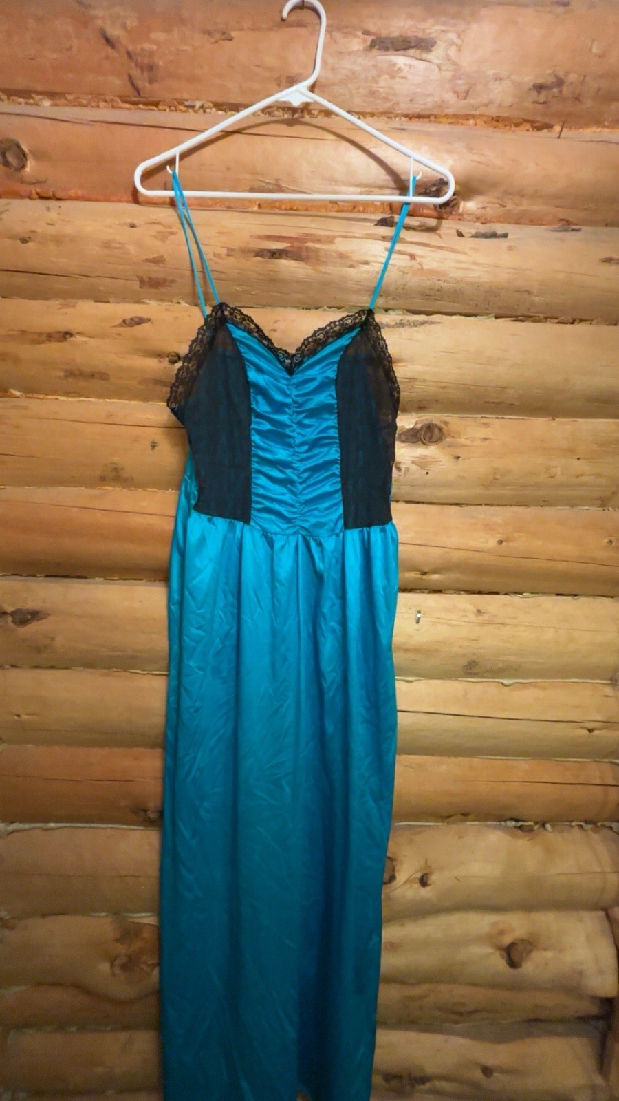 Vintage Blue And Black Lace Maxi dress