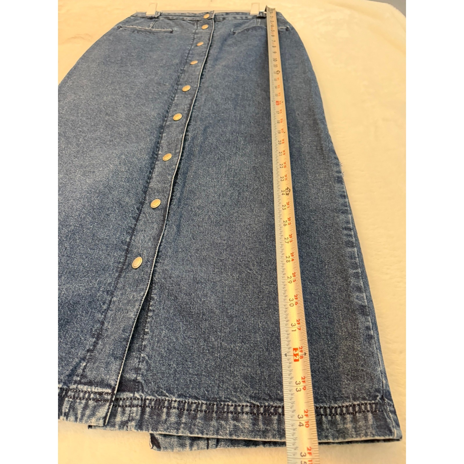 Vintage Tommy Jeans Denim Maxi Skirt Button Front Medium Wash Cotton Size 4