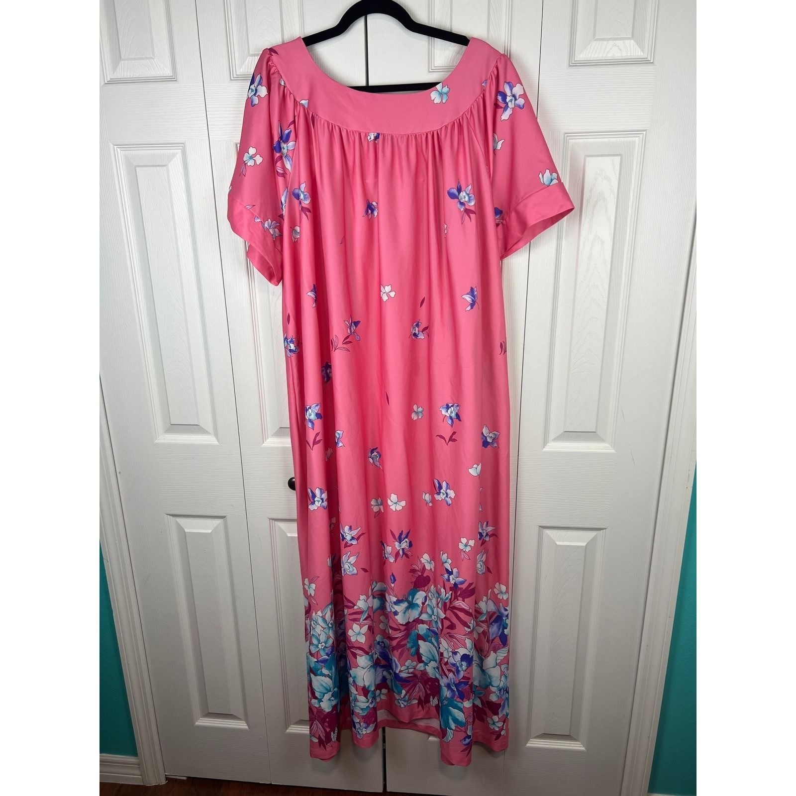 Catherine’s Vintage House Muu Muu Dress Floral Maxi Gown Grannycore Boho Pink 4X
