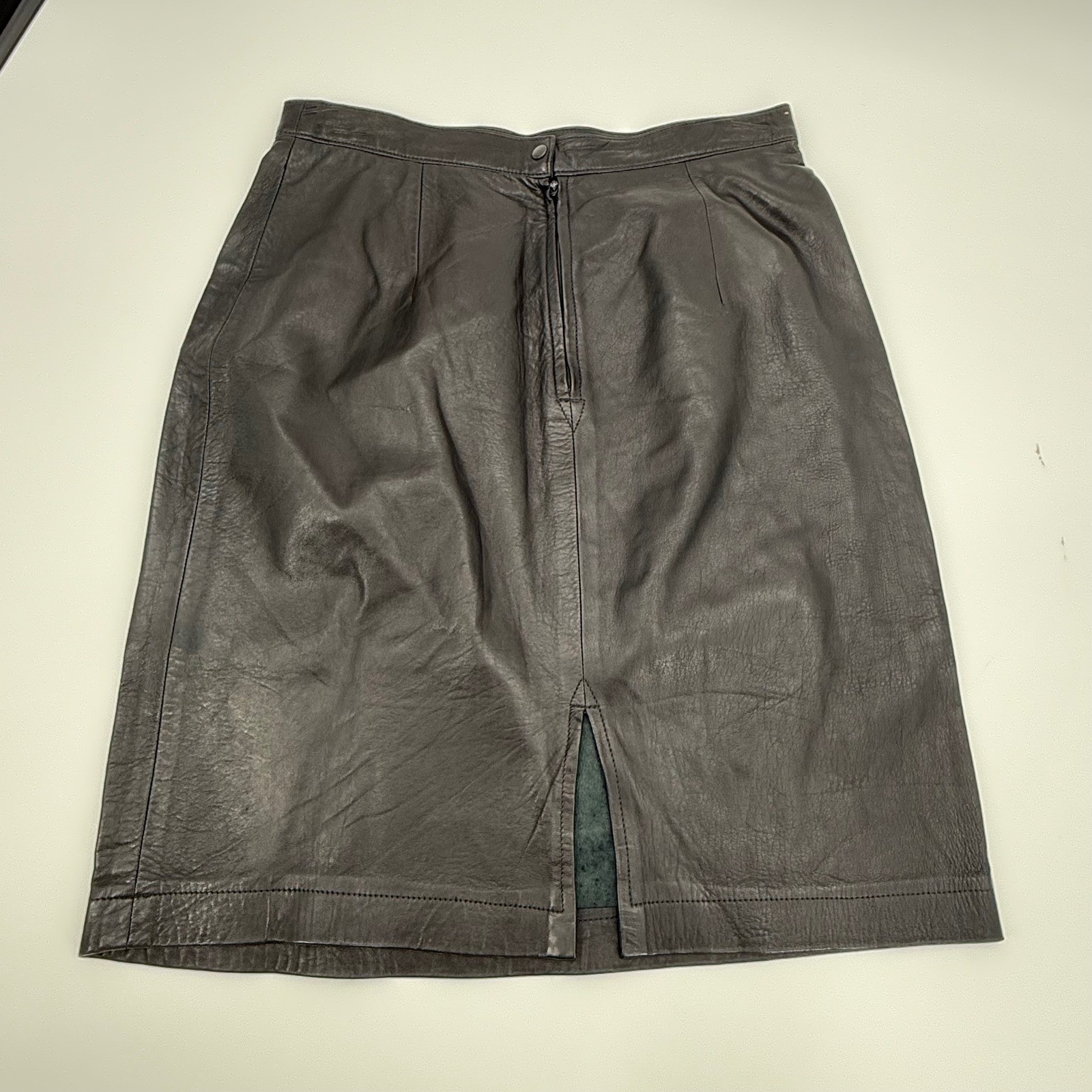 Vintage MAXIMA for Neiman Marcus Black Leather Pencil Skirt Size 14 Fits 30×23
