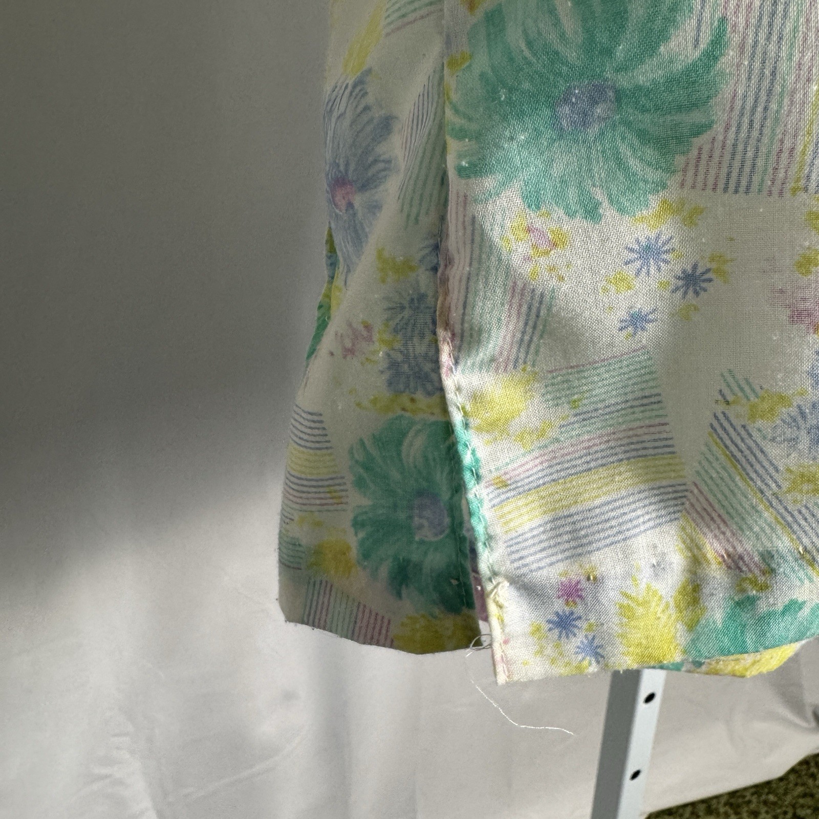 Vtg 70s Lori Lynn Pastel Floral Top Smock Size 44 XL Pockets Dagger Collar