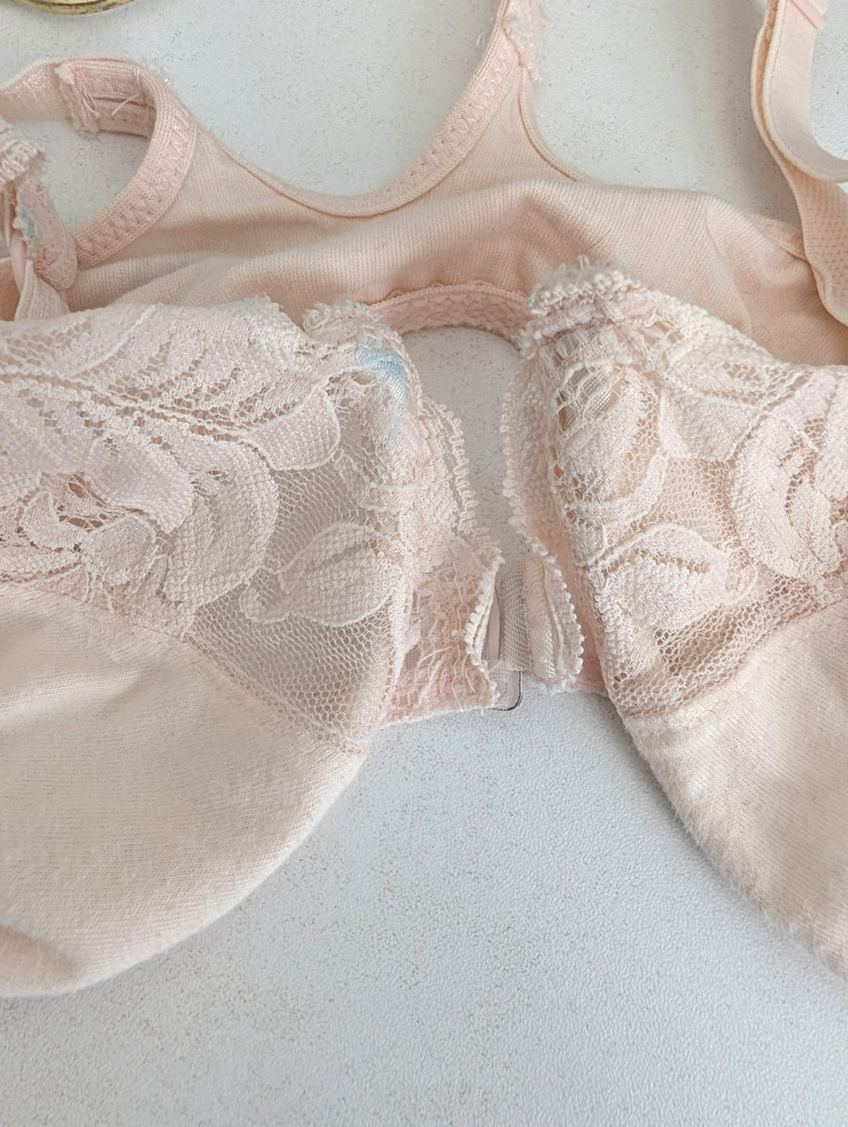 Vtg Victoria’s Secret Gold Tag Lace Bra 36C Racerback Front Clasp BLUE TRANSFER