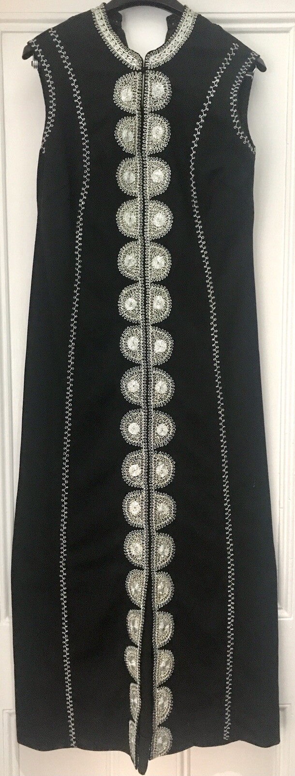 Rare Vintage 70’s Esther Zeitz Israeli Designer Full Length Rayon Dress Judaica