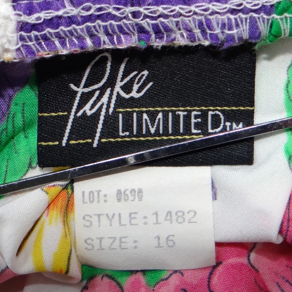 Vintage Pyke Limited 90s Floral Midi Skirt White Pink Purple Yellow Size 16