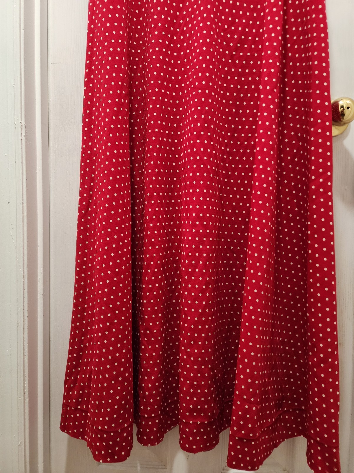 Vtg 60 70s Vicky Vaughn Red Polka Dot Fit Flare Flutter Sleeve Maxi Dress Sz Med