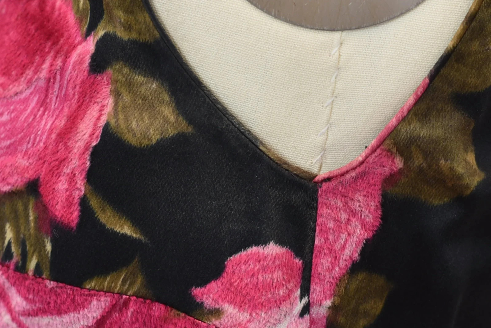 Vintage 1960s Mr. Blackwell Pink Floral Black Silk Gown Dress with Matching Wrap
