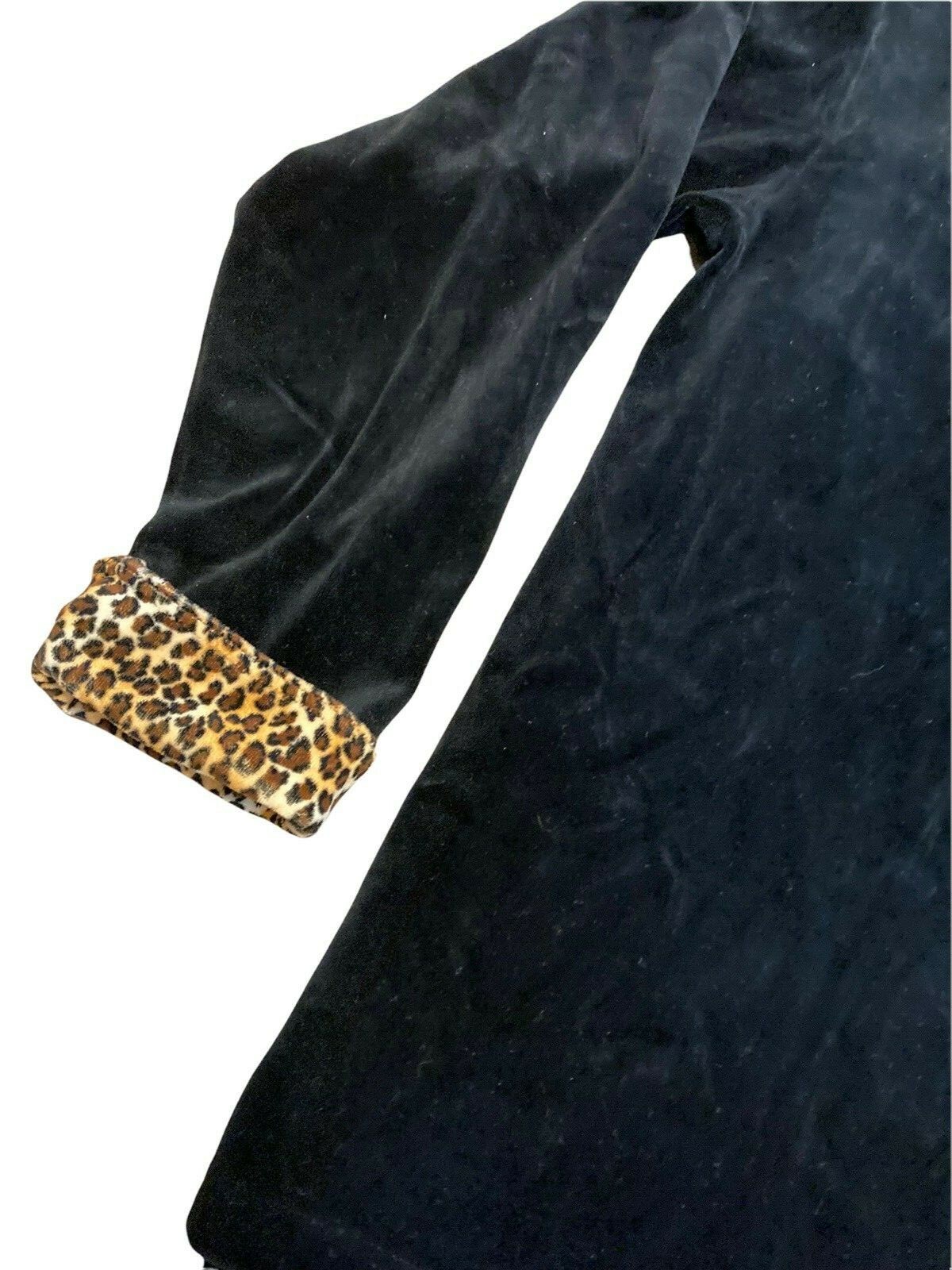 Bolo Spirit Women’s L XL Black Cheetah Print Jacket Shacket Pull On Pants Set