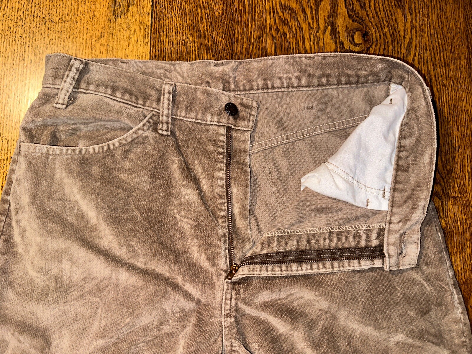 Vtg 70s Levis 519 Corduroy Pants USA Made Talon 42 Zipper Velour Feel 34×32