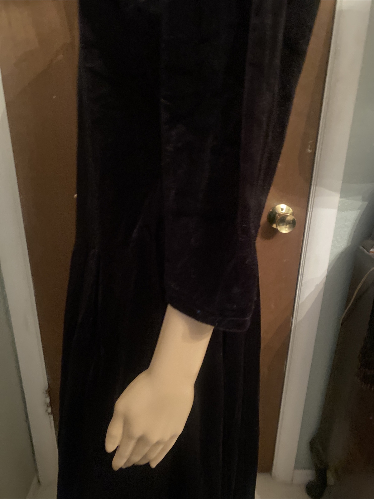 Vintage Long Black Velvet Dress Lace Collar By Paquette Too! Size 12