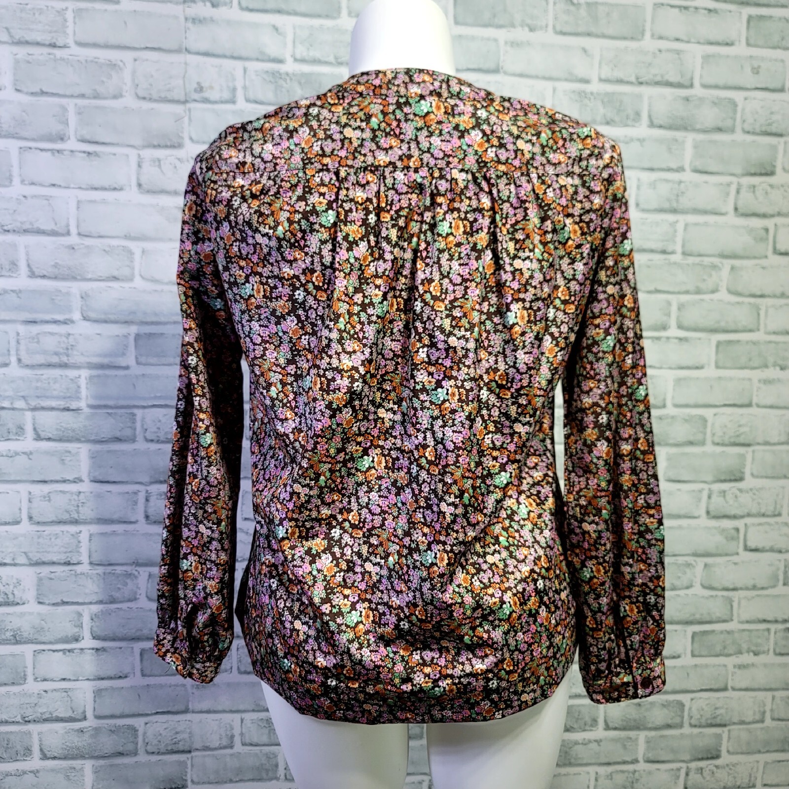 Vintage 70s Replique Collection by Lady Manhattan Womens XL Floral Blouse L/S
