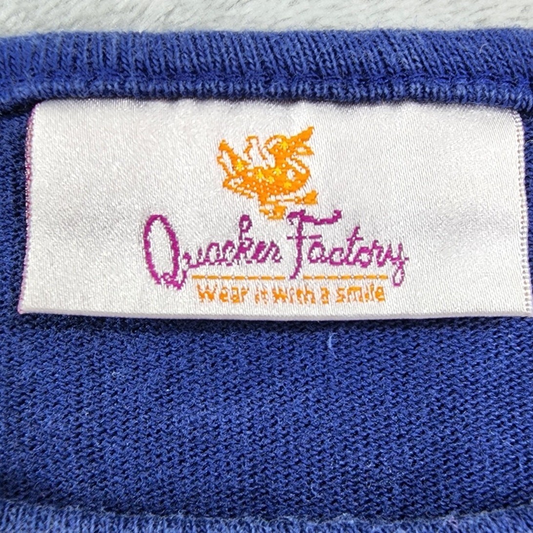 Vintage Quacker Factory Top Womens XS Blue Beaded Sequins Lighthouse Nautical