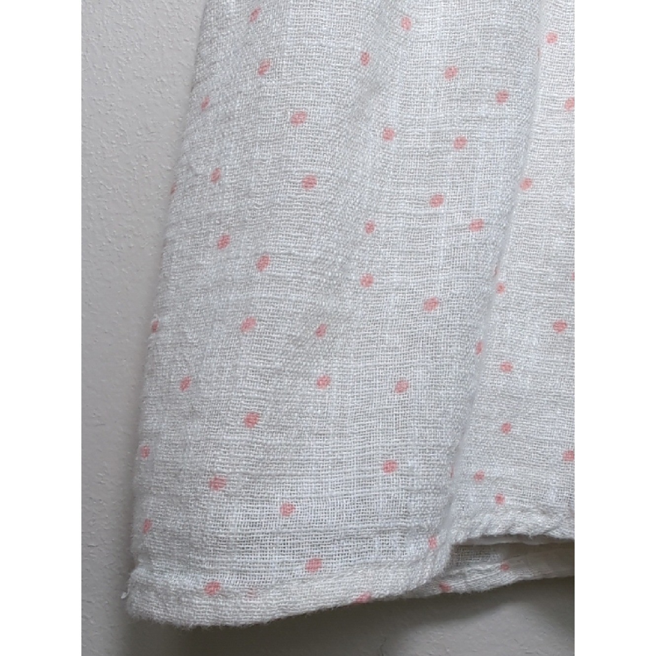 Vtg Y2K White and Pink Polka Dot Smocked Waist Mini Skirt XL Coquette Feminine