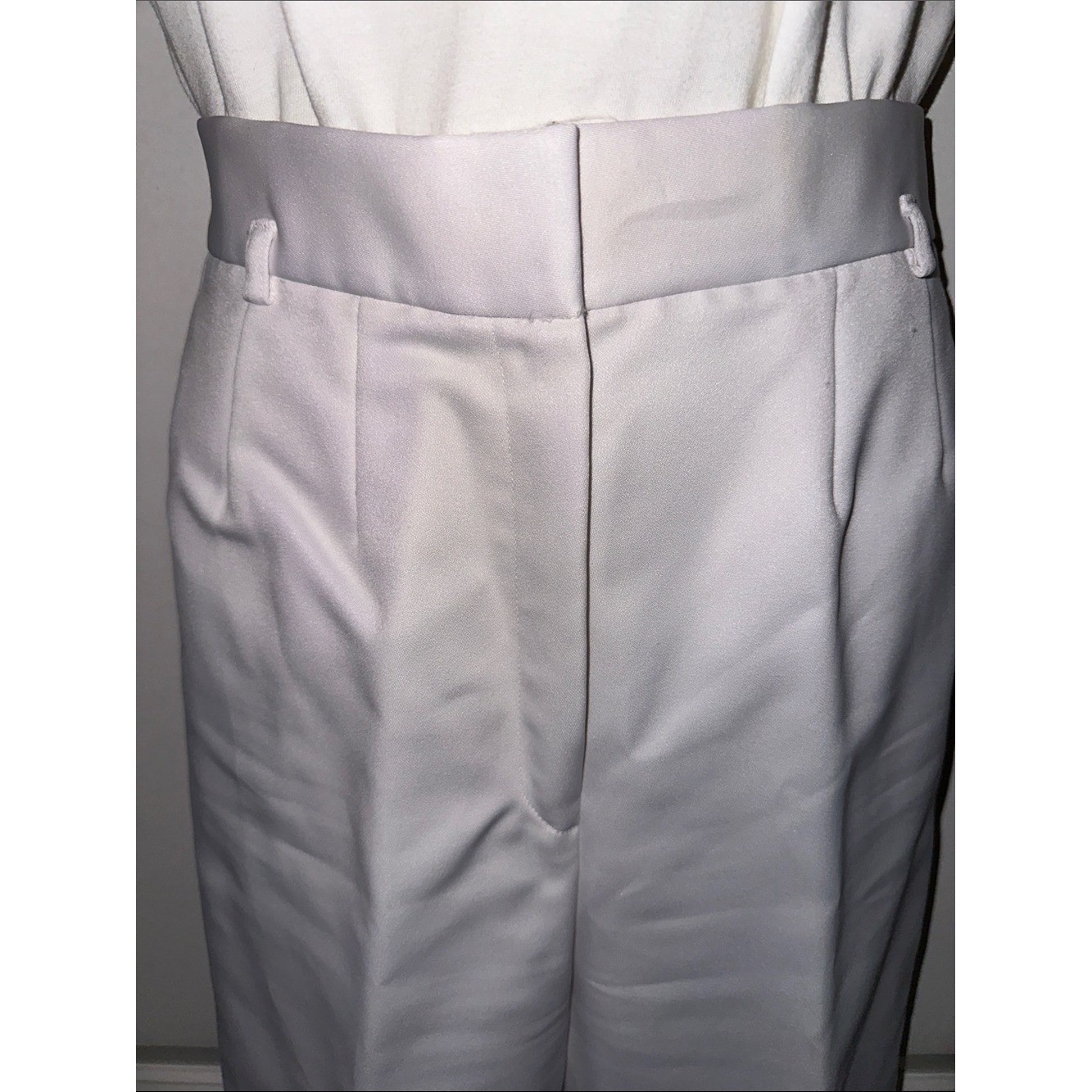Vintage 70s Intuitions by Kathy Manning White Wide-Leg High Waist Dress Pants