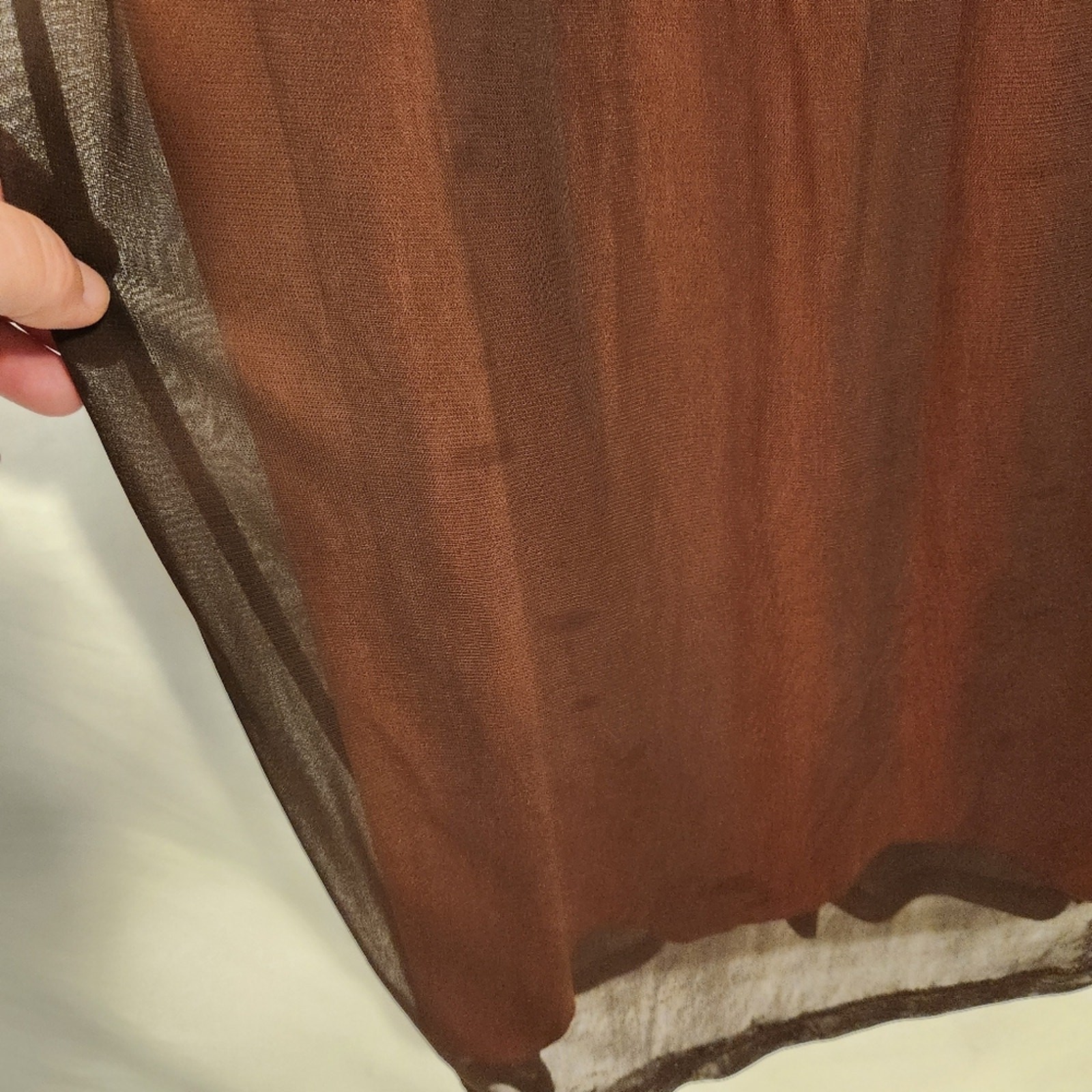 CHARLOTTE RUSSE Vtg Brown Orange Maxi Sheer Overlay Metallic Glitter Medium M