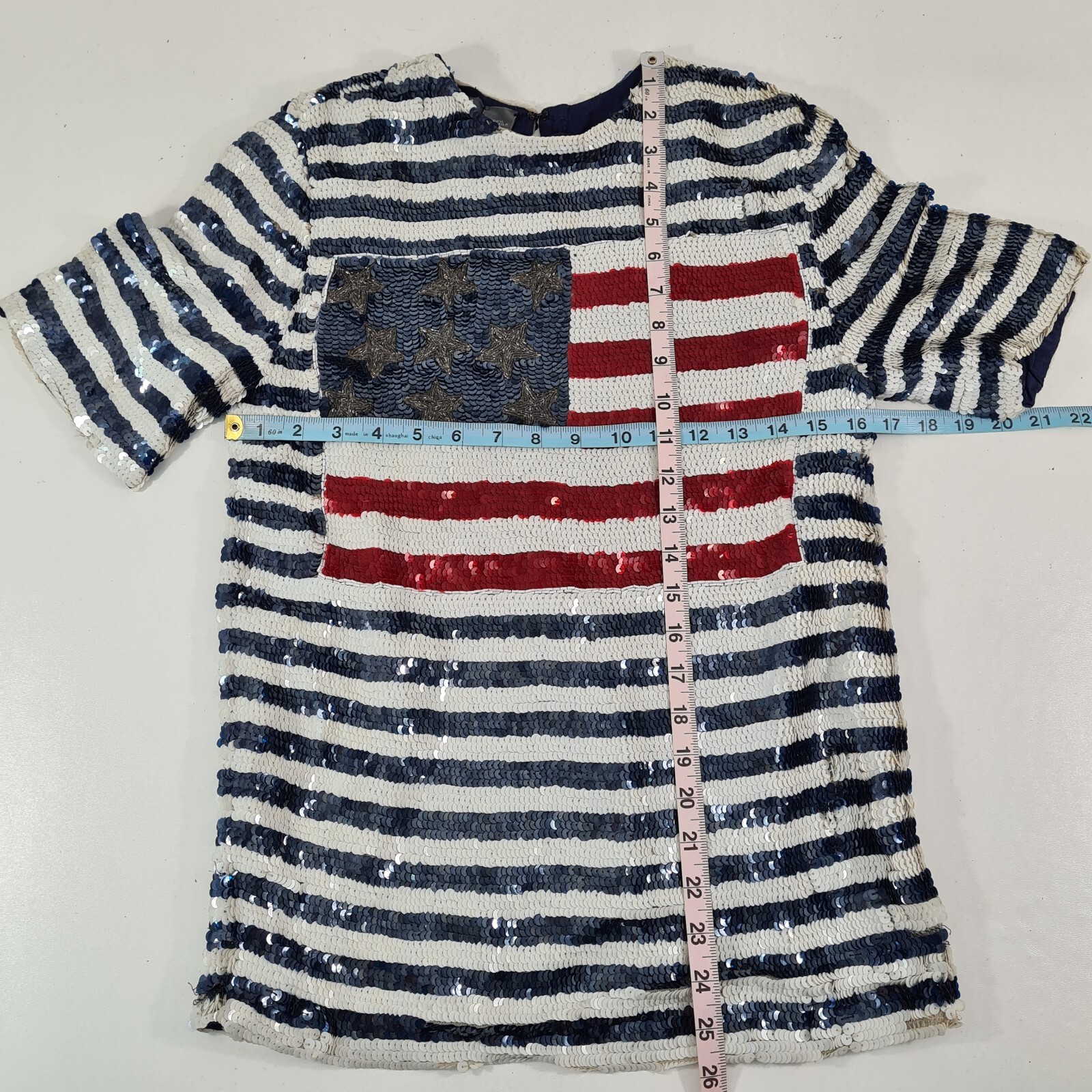 Vintage Modi American Flag Patriotic Sequined Top Size S (6/8)