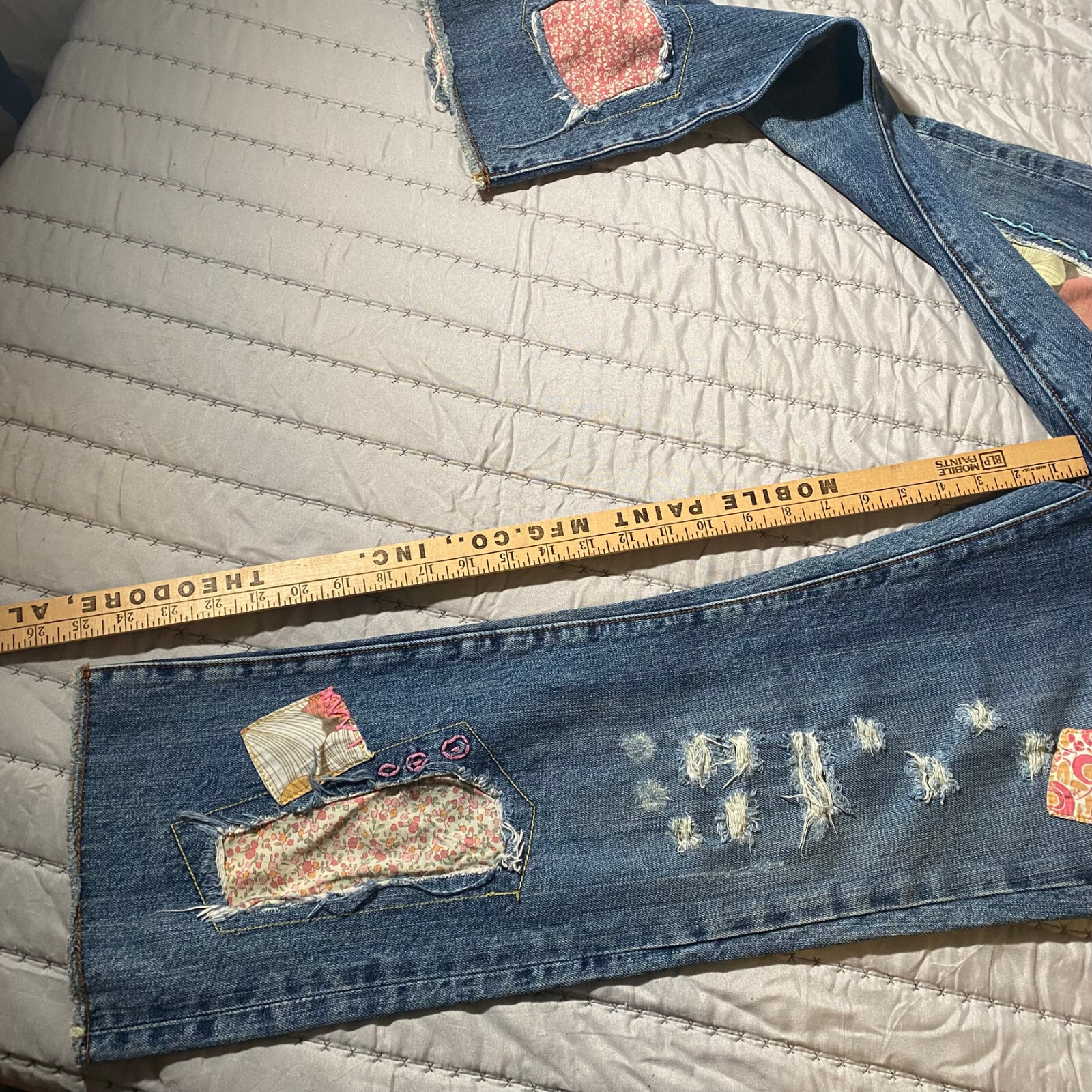 Miss Me Vintage Y2K Silverlake Blue Patch Denim Janice Cropped Jeans 29 * JP4146